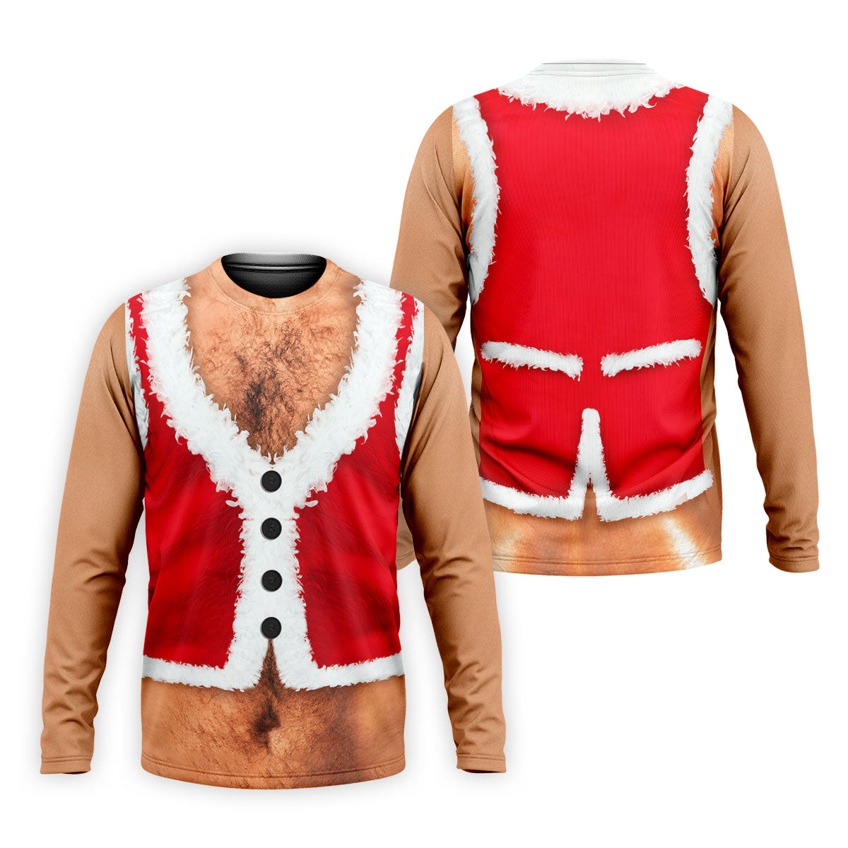 Hairy Chest Santa Print Christmas Golf Shirt, Mens Golf Polo, Golf Shirts For Men