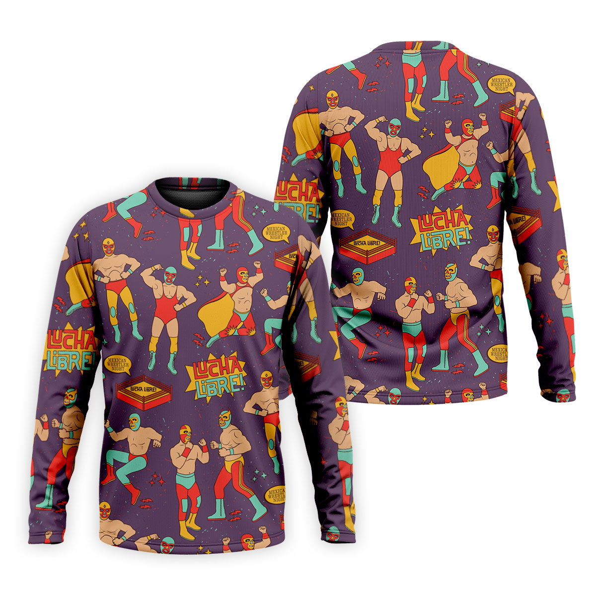Purple Lucha Libre Mexican Wrestler Pattern Golf Shirt, Men's Golf Shirt, Mens Polo Shirts