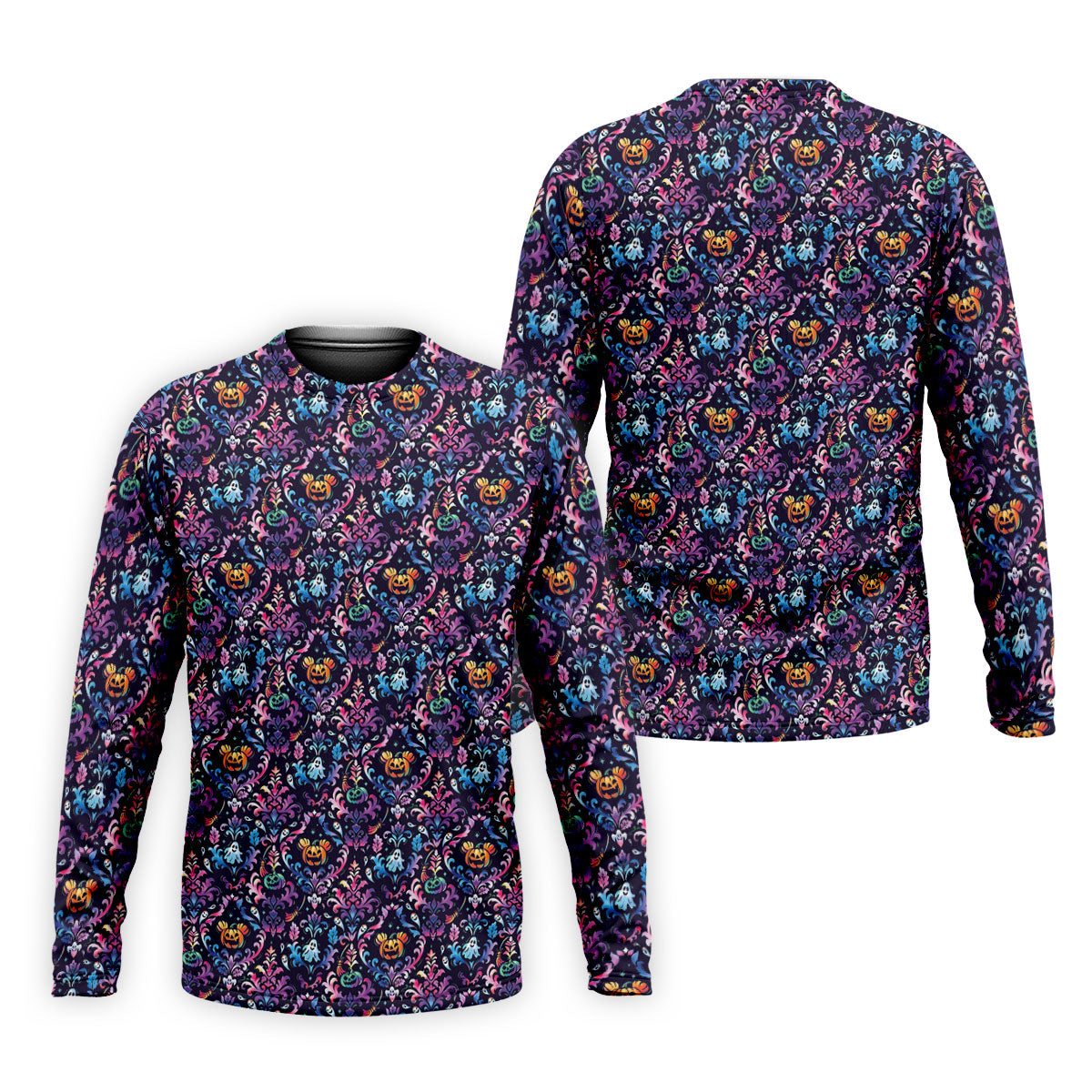 Colorful Ghost Pumpkin Floral Halloween Polo Shirt, Mens Golf Polo, Printed Golf Shirts