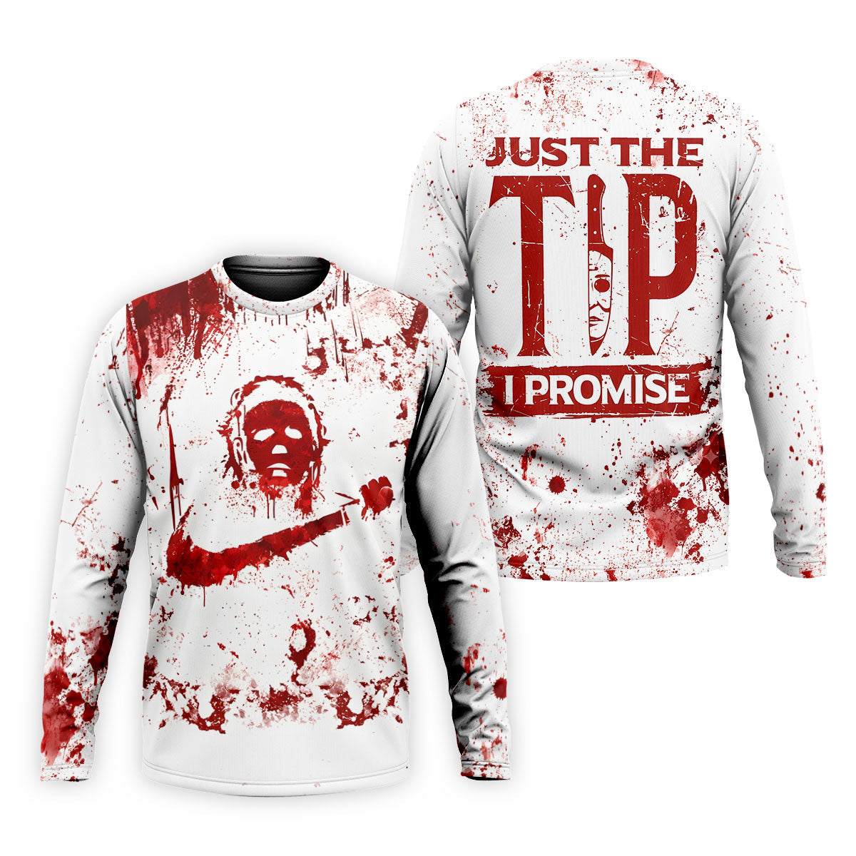 Just The Tip I Promise Halloween Horror Polo Shirt, Mens Golf Polo, Mens Golf Shirts