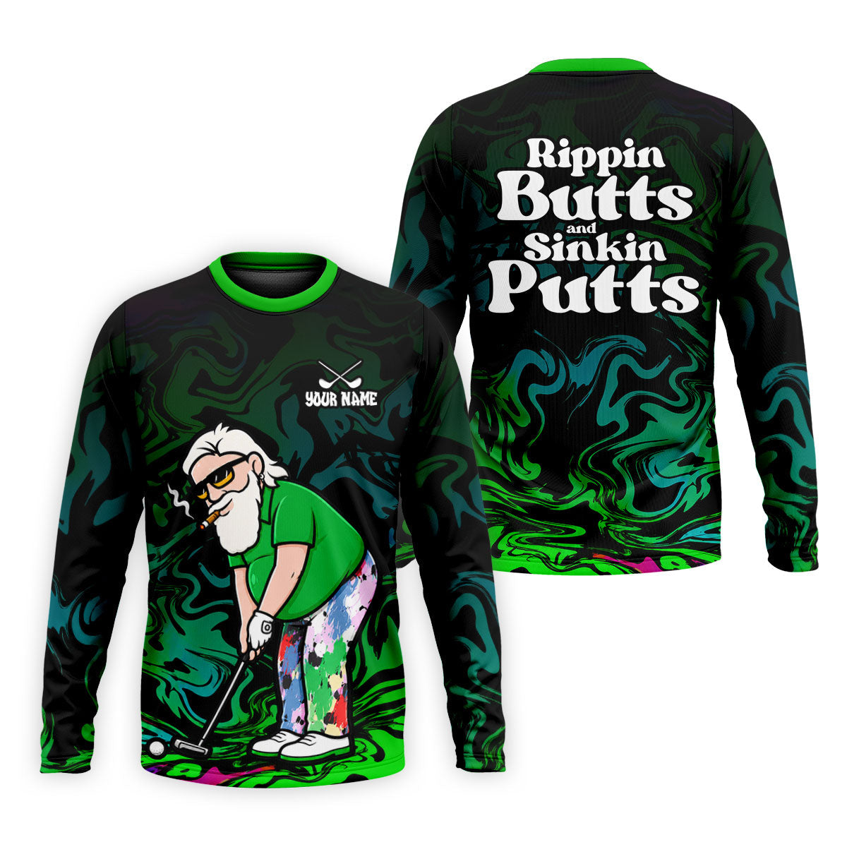 Funny Rippin Butts And Sinkin Putts Polo Shirt, Mens Golf Polo, Golf Apparel For Men