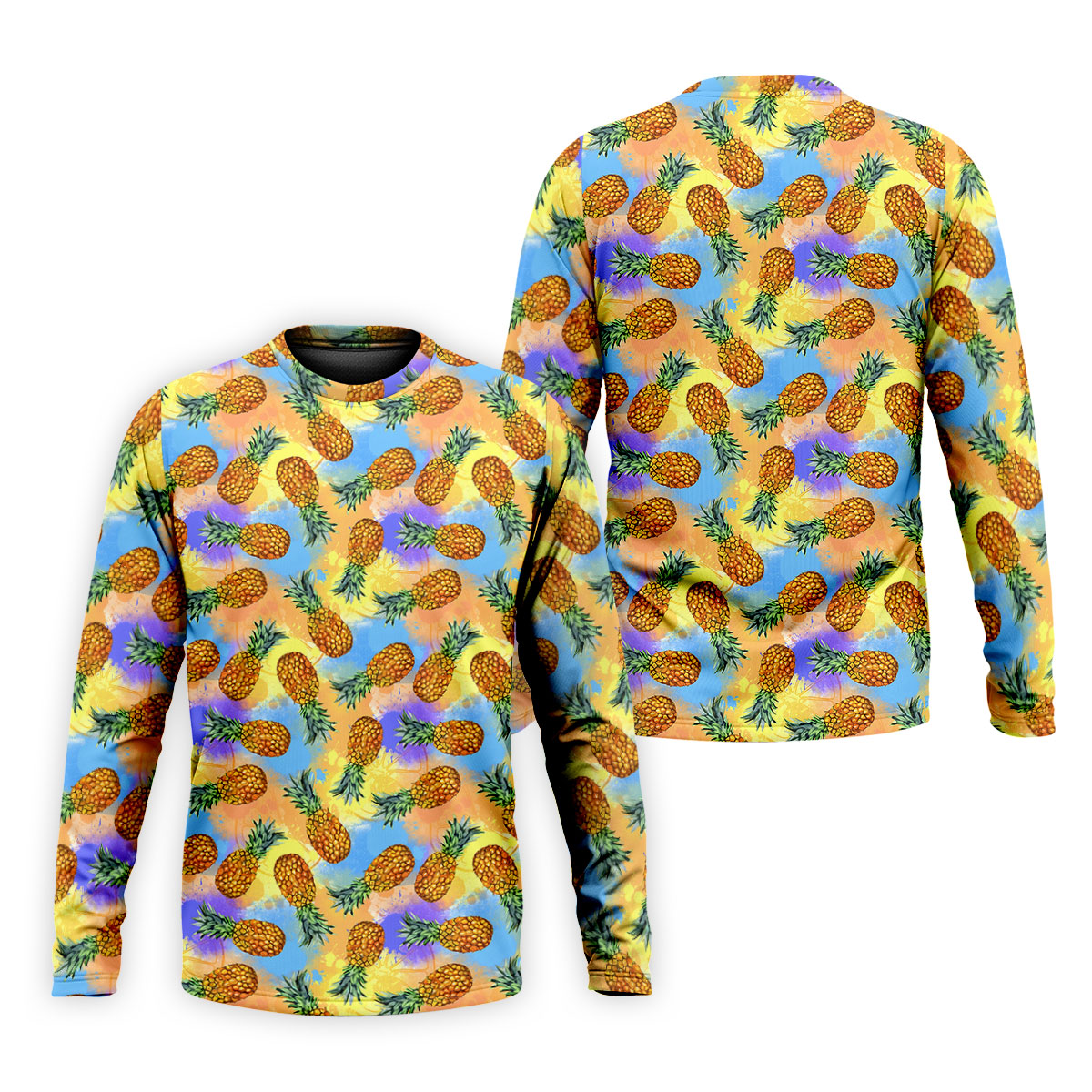 Colorful Pineapple Tropical Pattern Golf Shirt, Mens Polo Shirt, Hawaiian Golf Shirt, Performance Golf Shirt