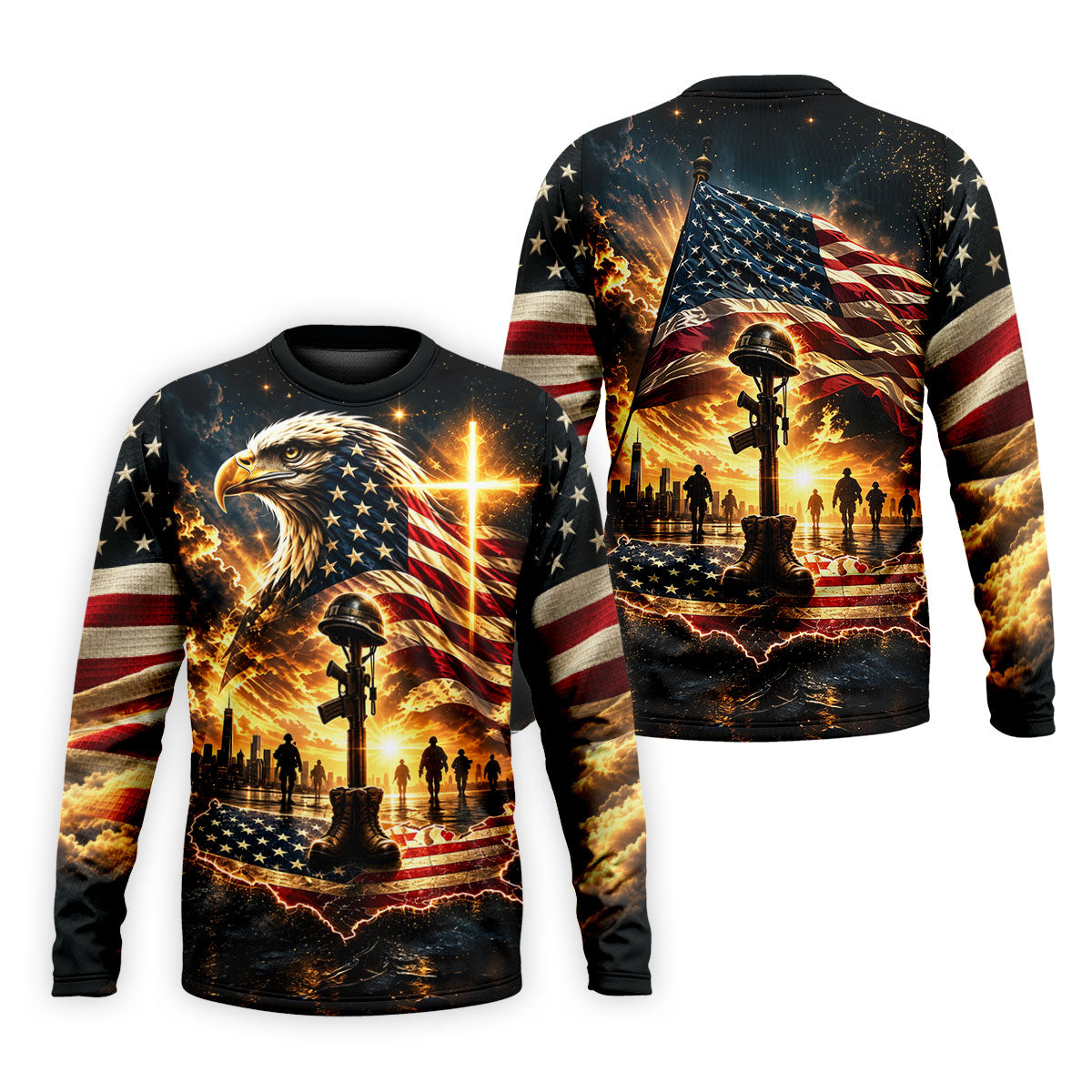 Eagle Cross Soldier Memorial Golf Polo Shirt, Veterans Day Shirt, Mens Golf Shirts