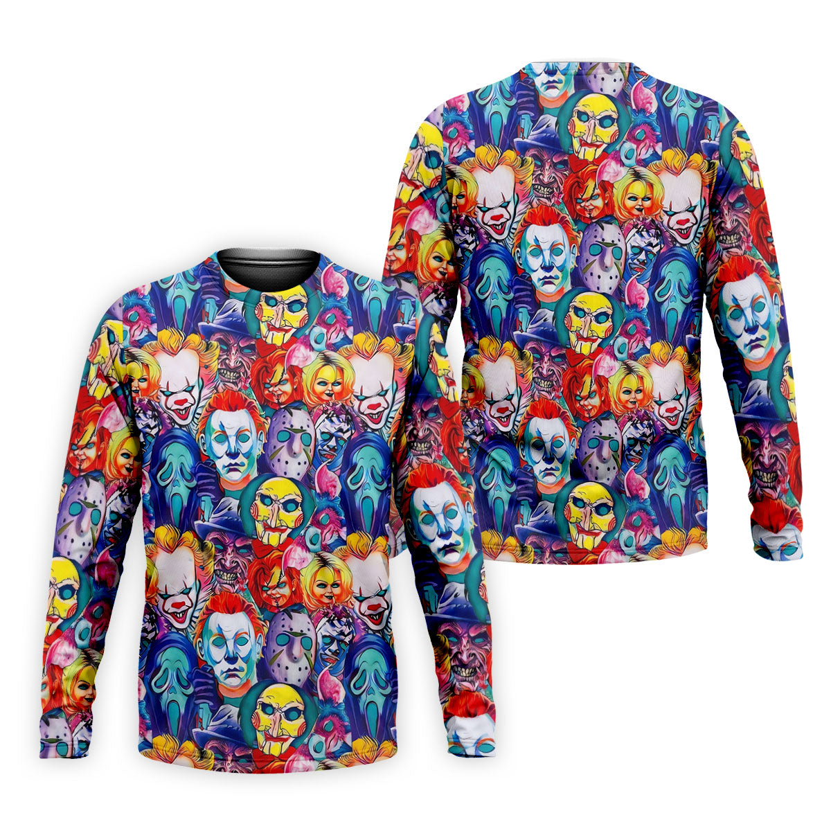 Colorful Horror Character Faces Halloween Polo Shirt, Mens Golf Shirts, Mens Polo Shirts