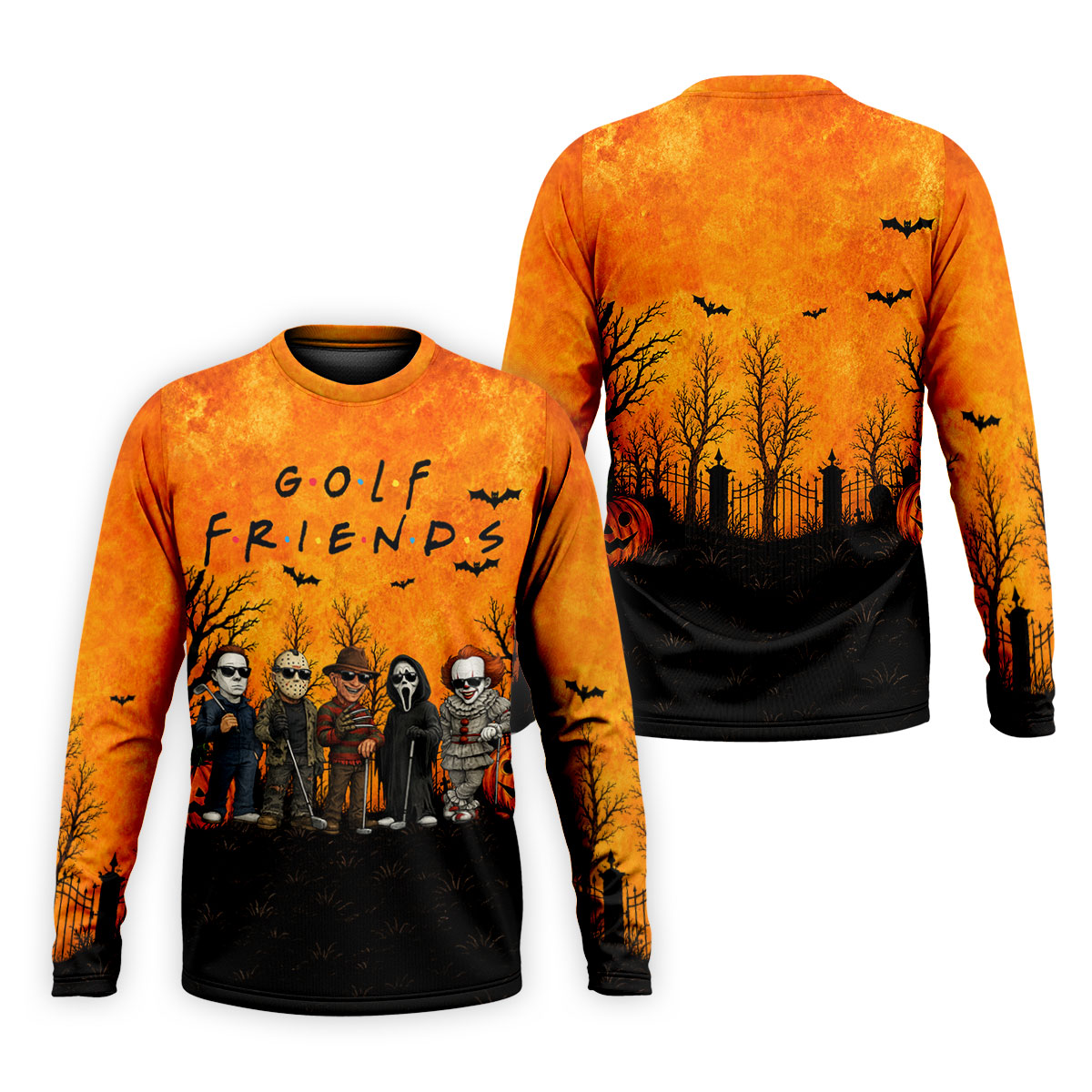 Halloween Golf Friends Hawaiian Golf Shirt, Mens Golf Polo, Golf Shirts For Men
