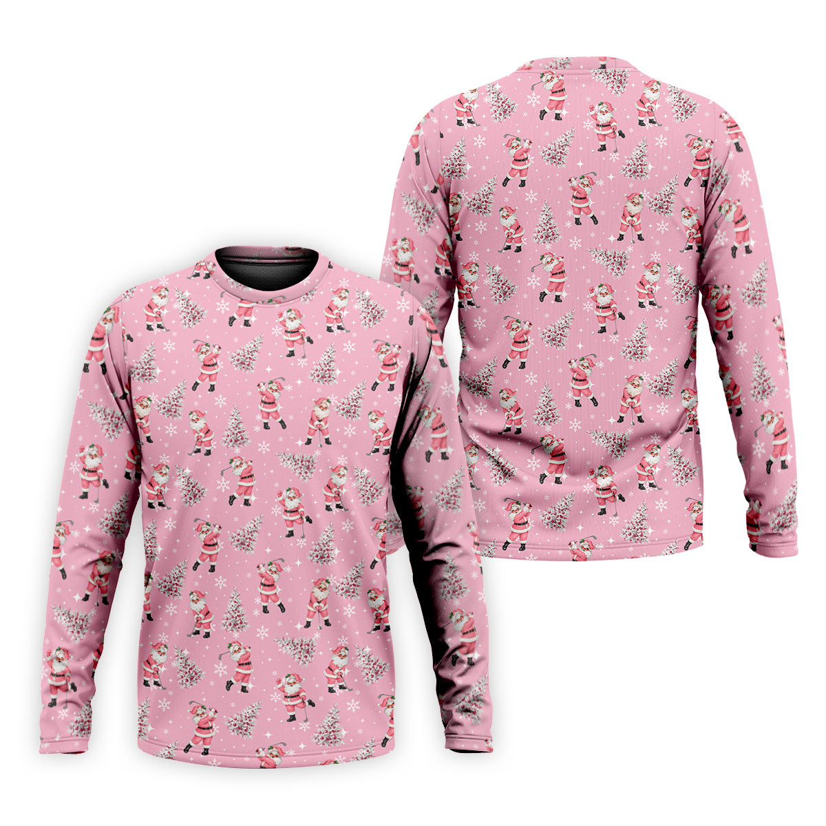 Funny Pink Santa Golfer Christmas Golf Shirt, Mens Golf Shirts, Polo Shirts For Men