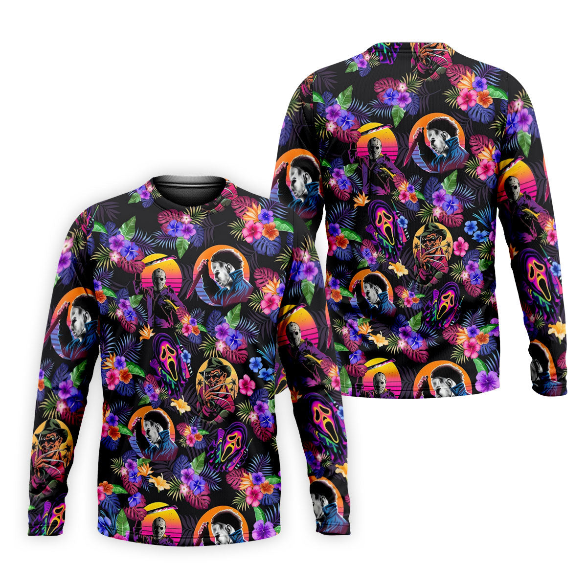 Retro Neon Horror Character Halloween Golf Shirt, Mens Golf Polo, Hawaiian Golf Shirt