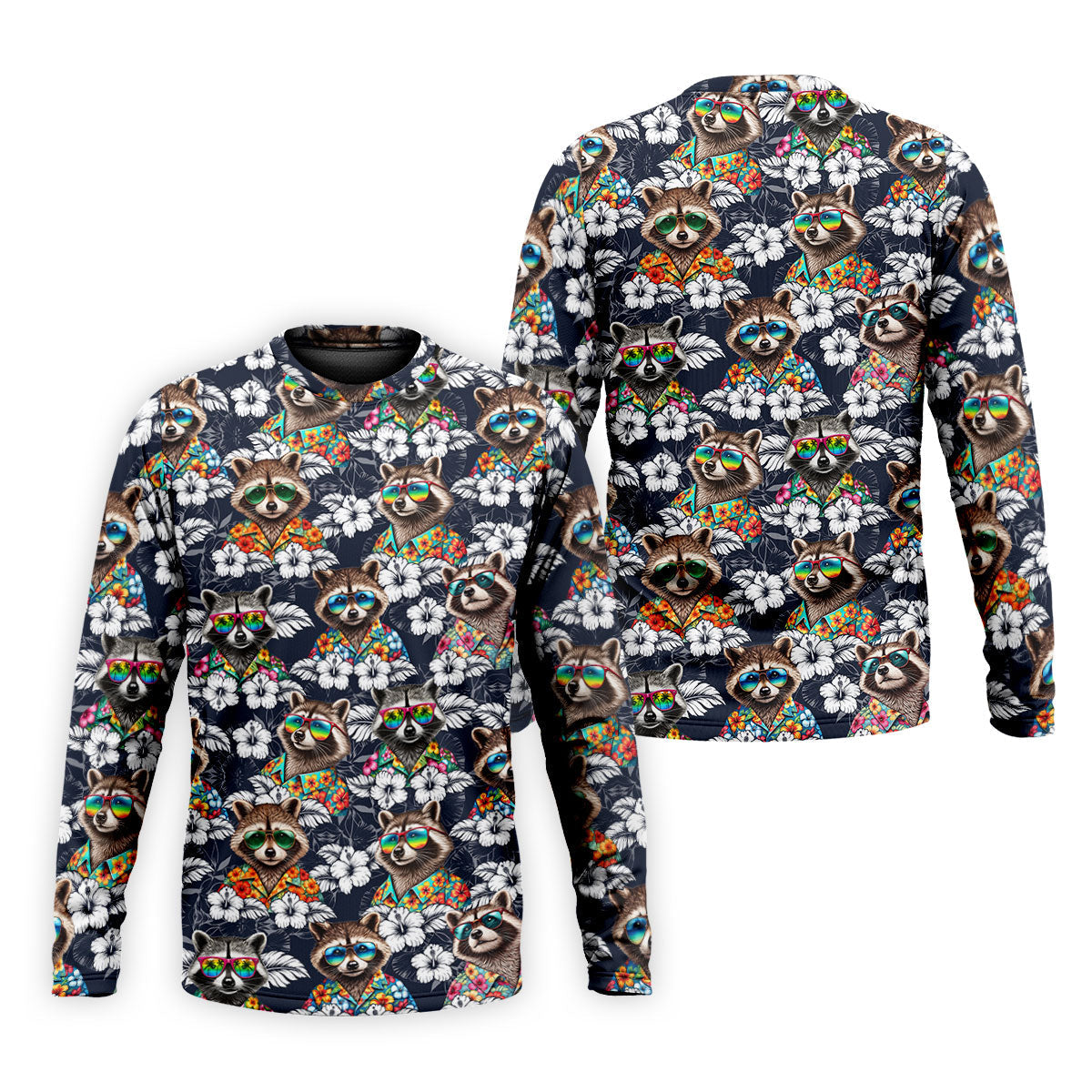 Cool Raccoons in Rainbow Sunglasses Hawaiian Golf Polo, Golf Tops For Men, Golfing Apparel