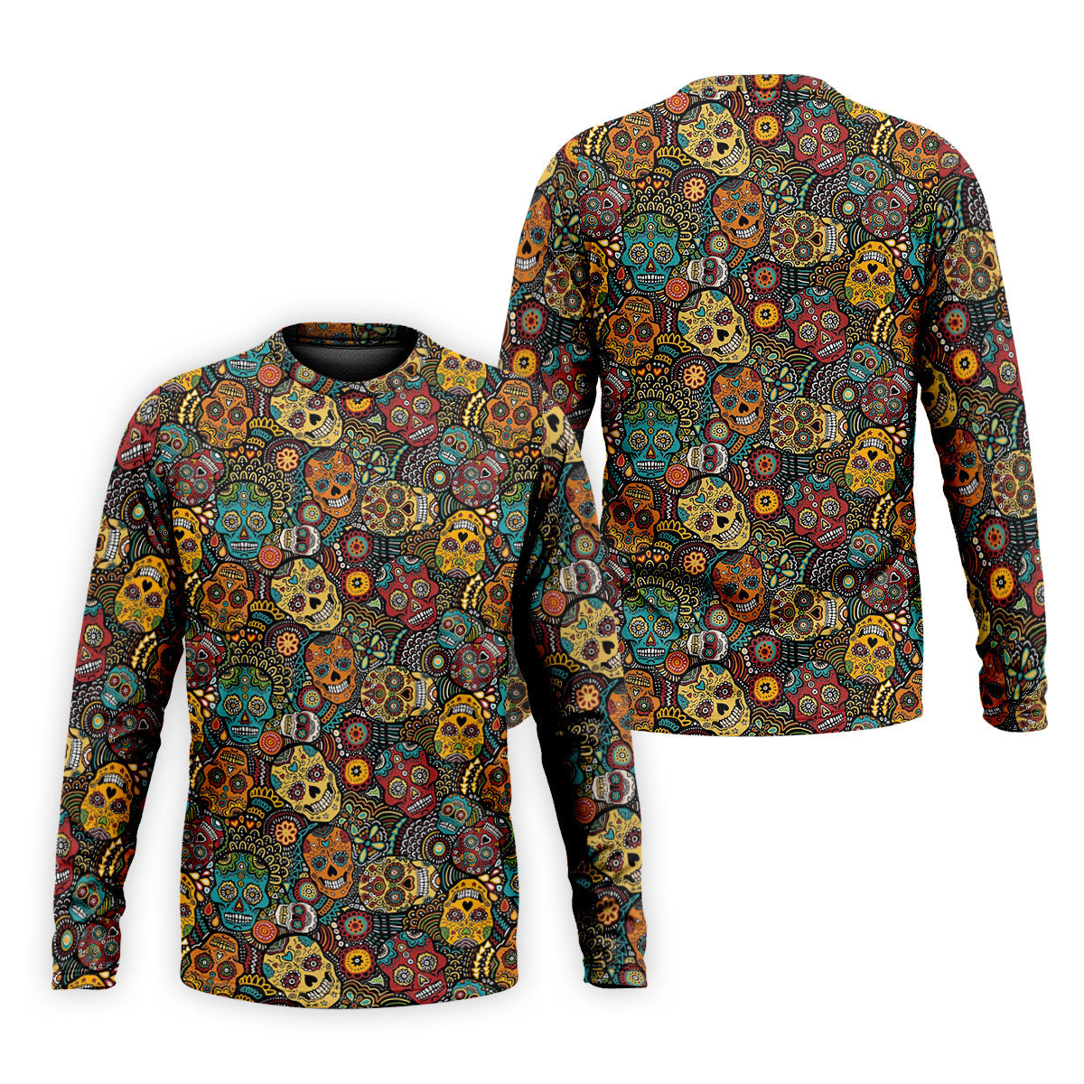 Colorful Sugar Skull Halloween Polo Shirt, Golf Shirts For Men, Golf Apparel For Men