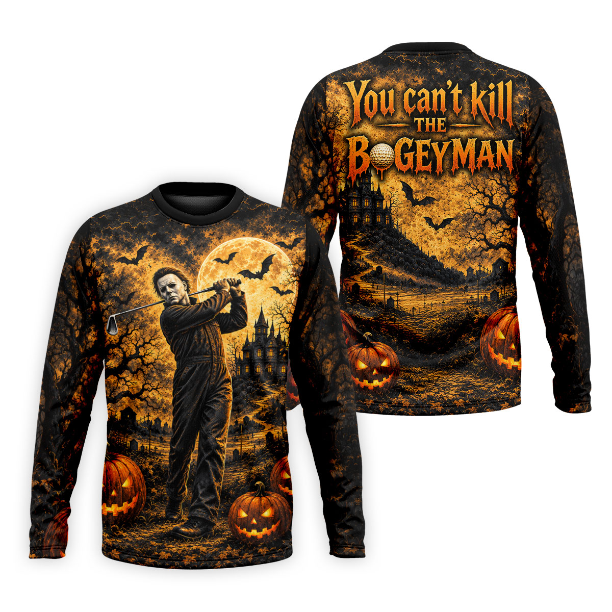 Bogeyman Horror Character Halloween Golf Polo Shirt, Mens Golf Polo, Mens Golf Shirts