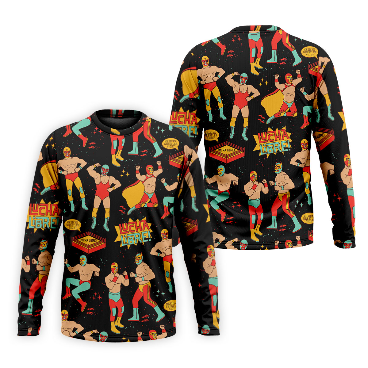 Black Lucha Libre Mexican Wrestler Pattern Golf Shirt, Golf Shirts For Men, Mens Golf Apparel