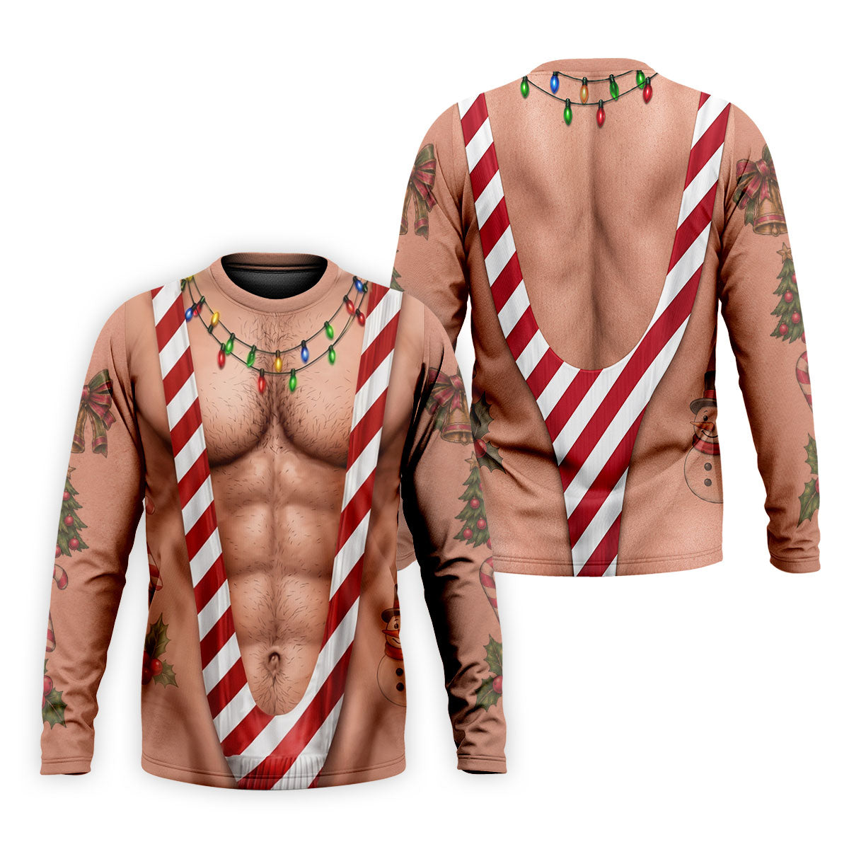 Funny Christmas Candy Cane Suspenders Polo Shirt, Men's Golf Shirt, Mens Polo Shirts