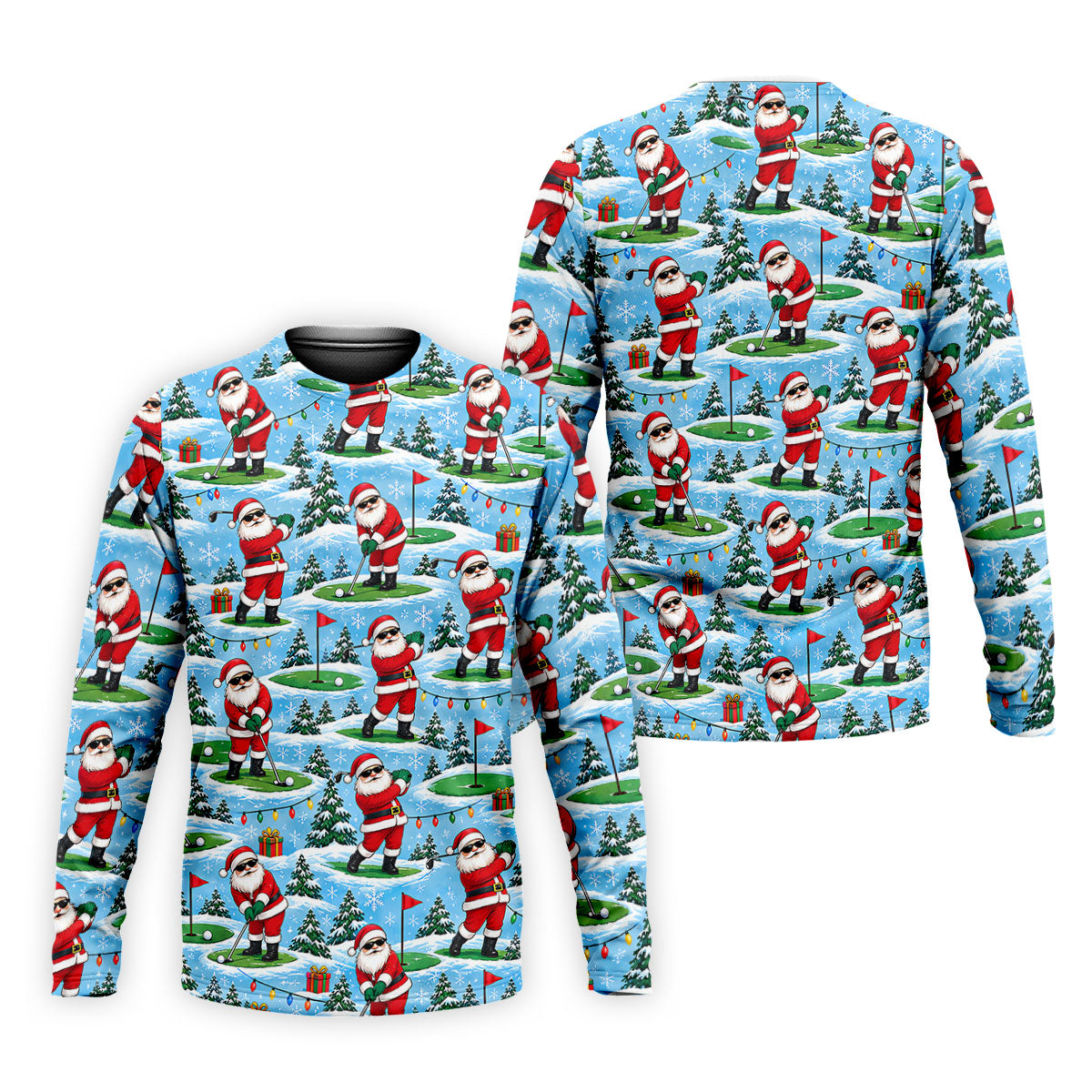 Santa Playing Golf In Snow Christmas Golf Shirt, Mens Golf Polo, Golf Shirts For Men
