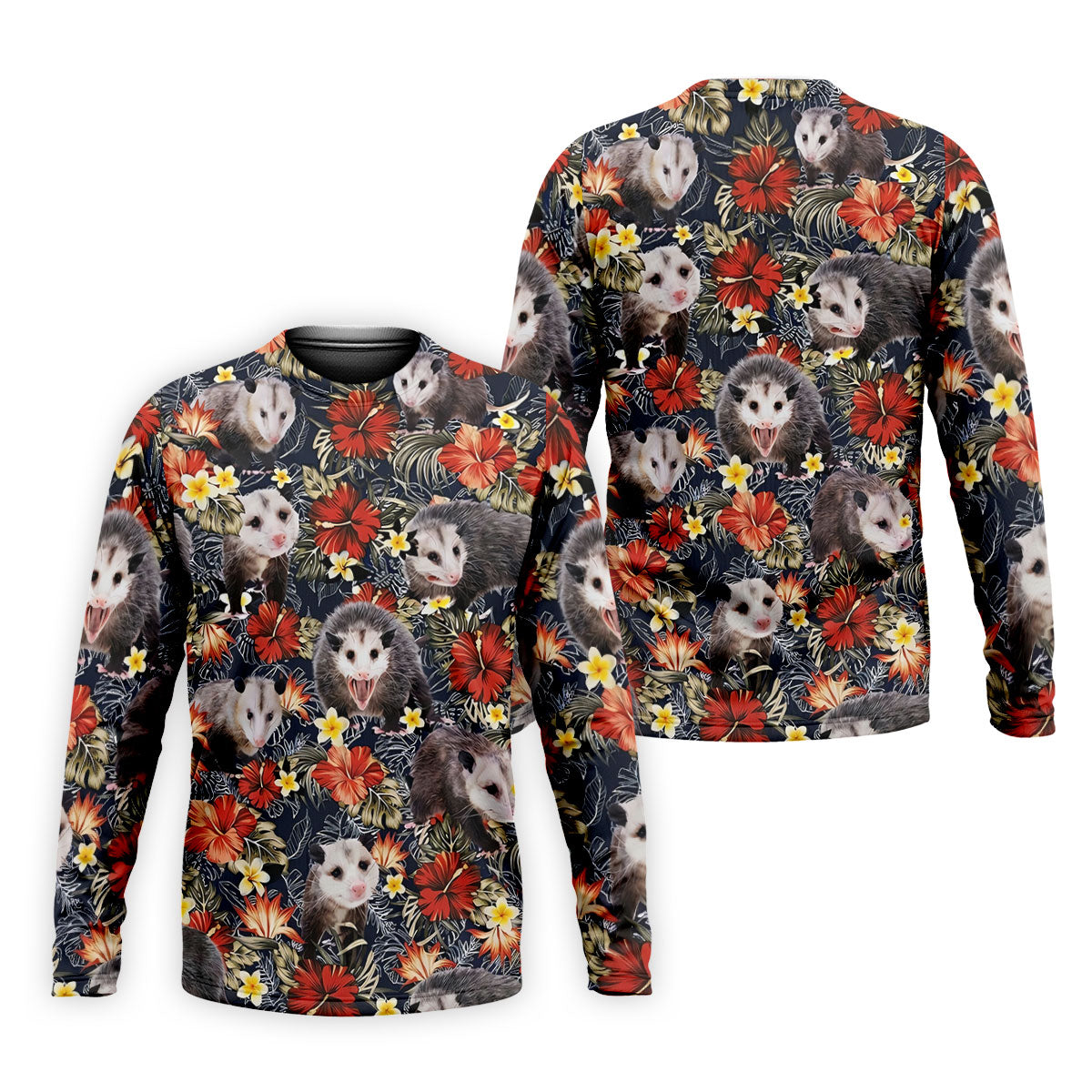 Cute Possums Hibiscus Flowers Golf Polo, Island Foliage Hawaiian Golf Shirt, Golf Tops For Men, Golfing Apparel