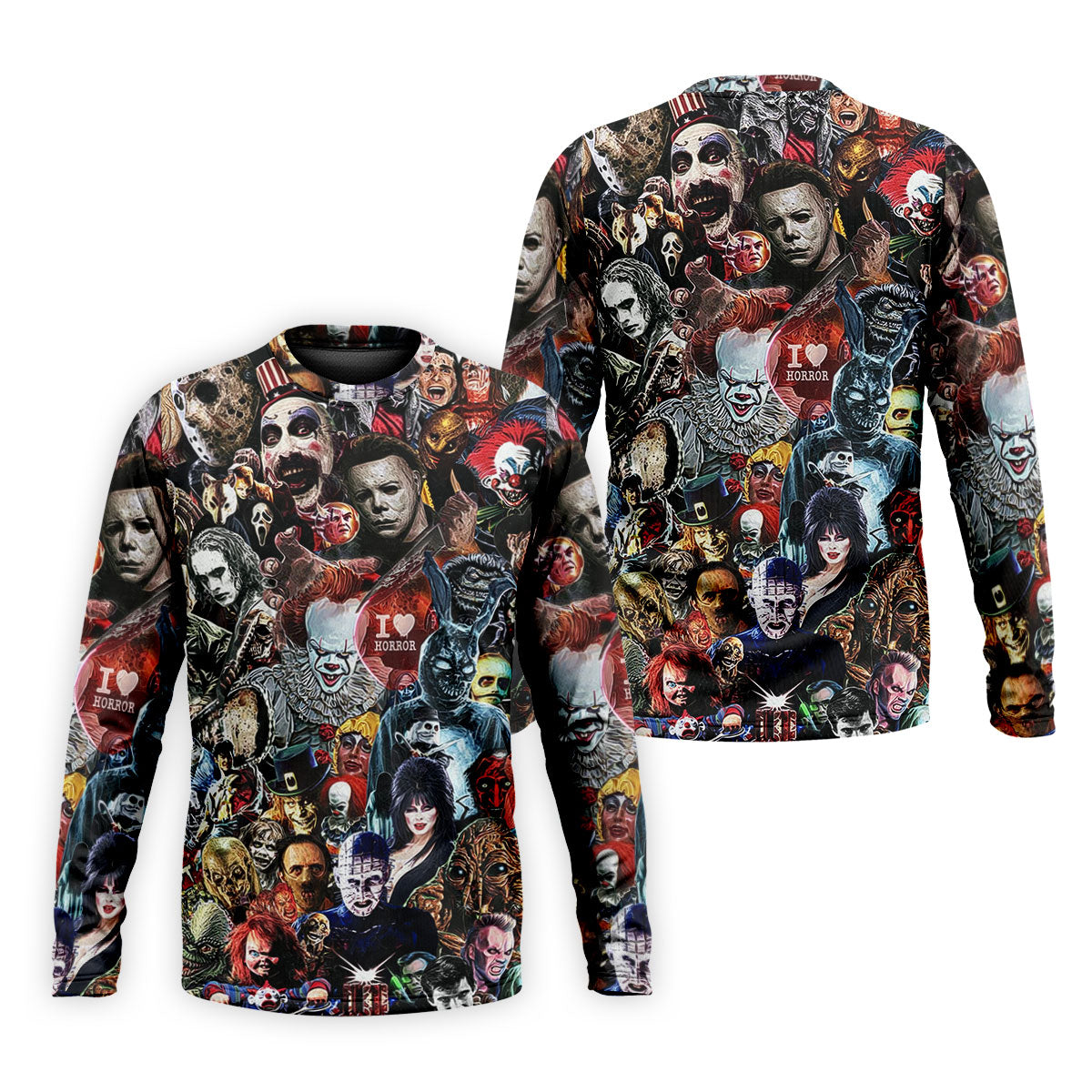 Classic Horror Icons Collage Halloween Golf Shirt, Mens Golf Polo, Printed Golf Shirts
