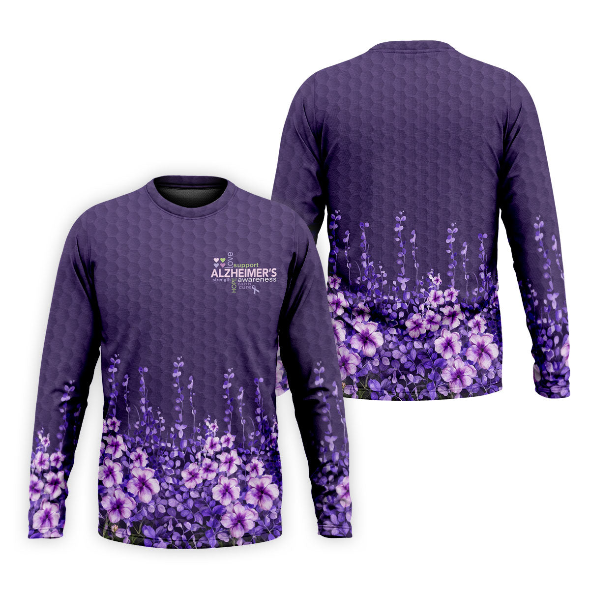 Purple Alzheimer's Awareness Floral Polo Shirt, Golf Polo Shirts For Men, Mens Golf Polo