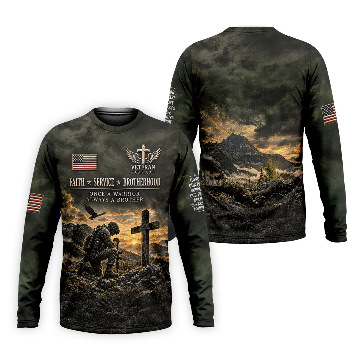 Veterans Day Praying Soldier Cross Polo Shirt, Polo Shirts For Men, Mens Golf Shirts