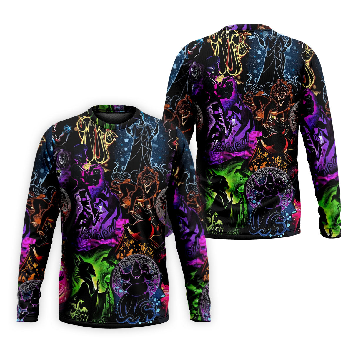 Neon Fantasy Villain Collage Halloween Polo Shirt, Men's Golf Shirt, Golf Apparel For Men