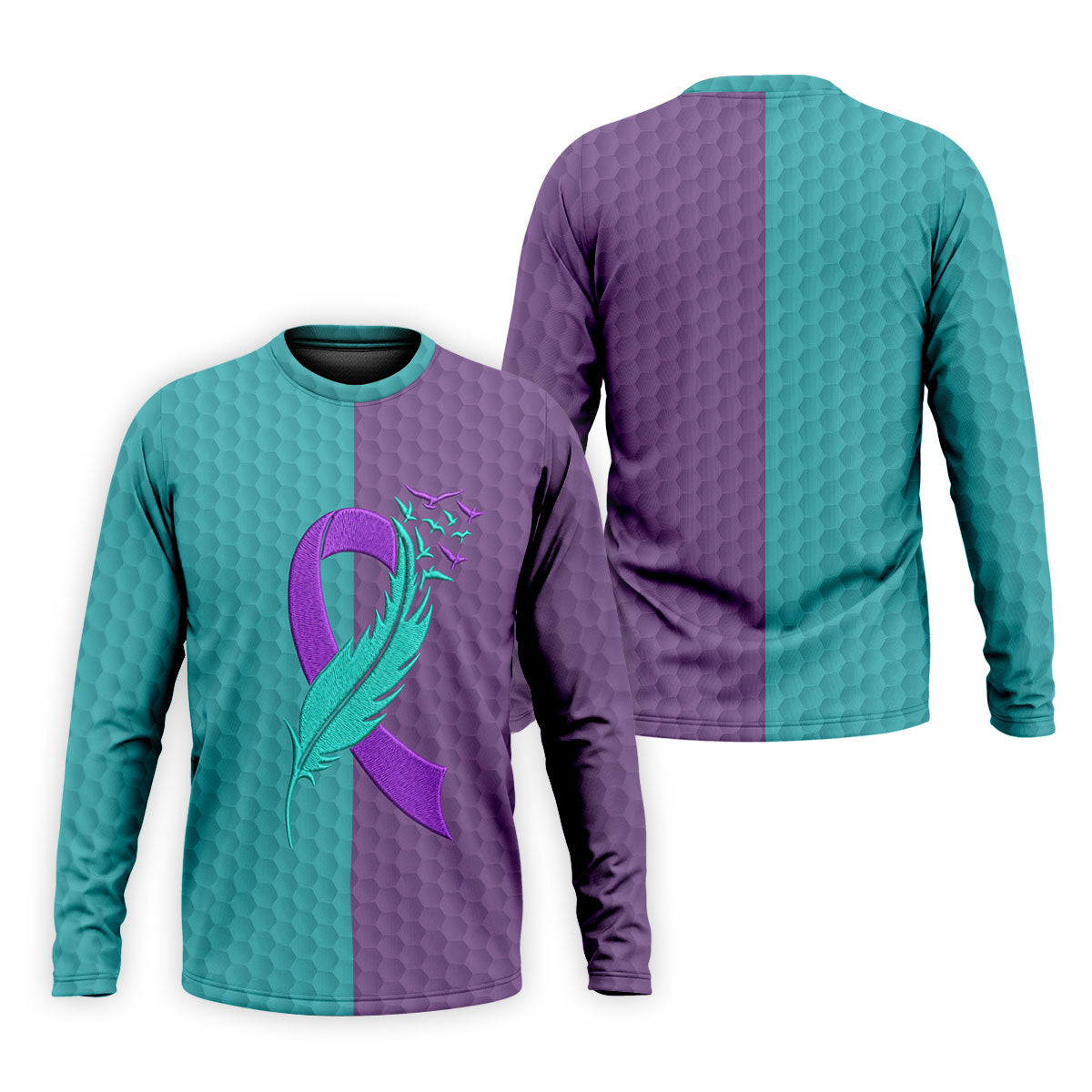 Suicide Prevention Ribbon Feather Birds Golf Polo Shirt, Mens Golf Polo, Mens Golf Apparel