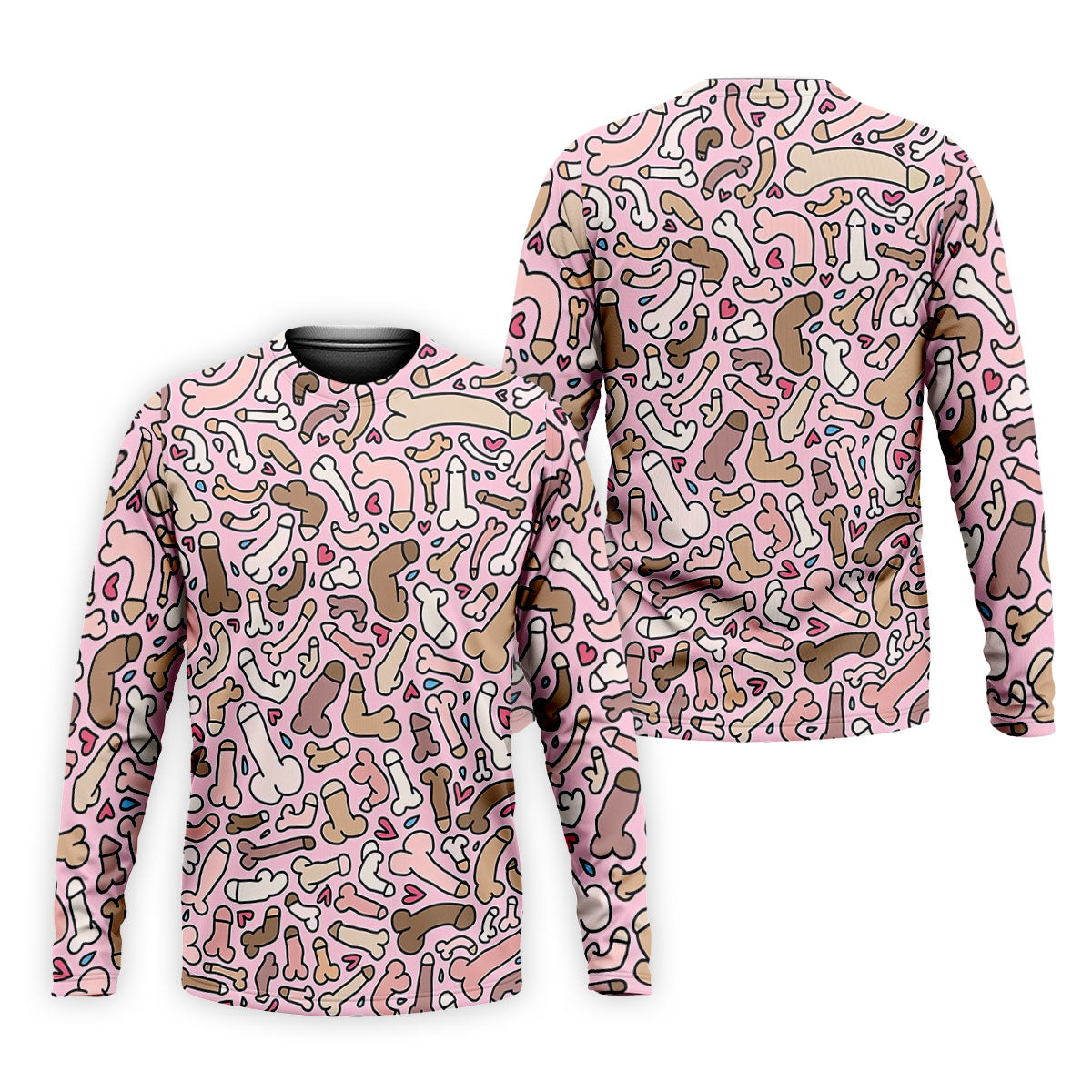 Funny Adult Doodle Pink Pattern Polo Shirt, Mens Golf Polo, Golf Shirts For Men