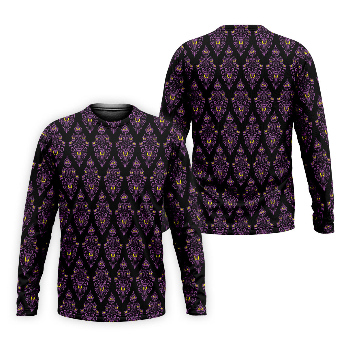 Purple Haunted Demon Faces Halloween Polo Shirt, Printed Golf Shirts, Golf Apparel For Men