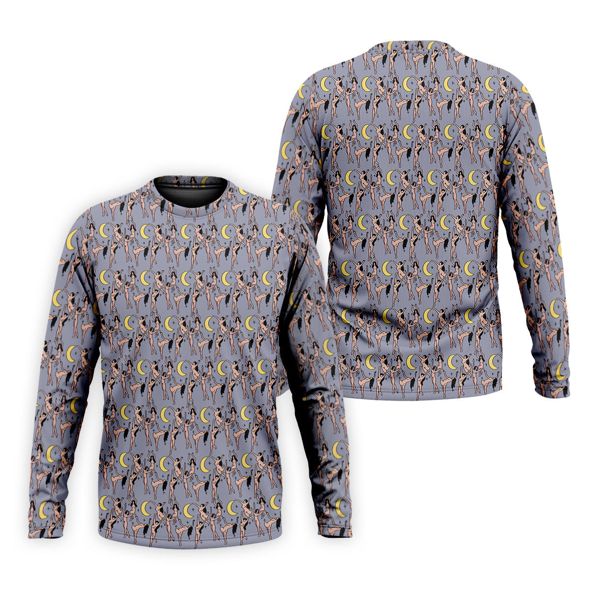 Dancing Figures Moon And Stars Pattern Polo Shirt, Mens Golf Shirts, Golf Apparel For Men