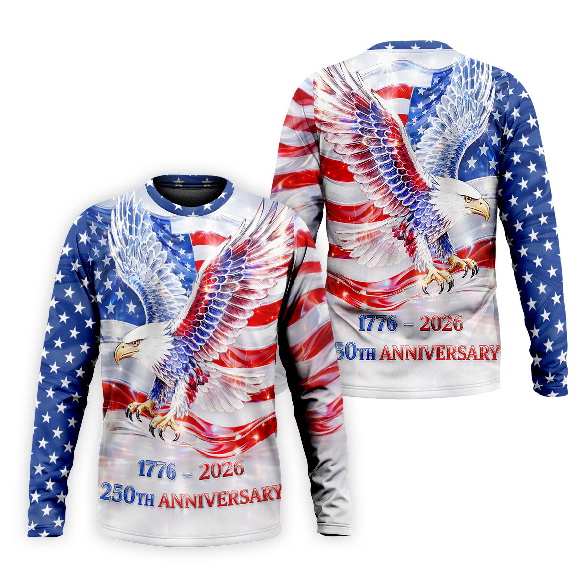 Bold Eagle American Flag Golf Shirt, Patriotic 4th Of July 250 Years Golf Shirts For Men