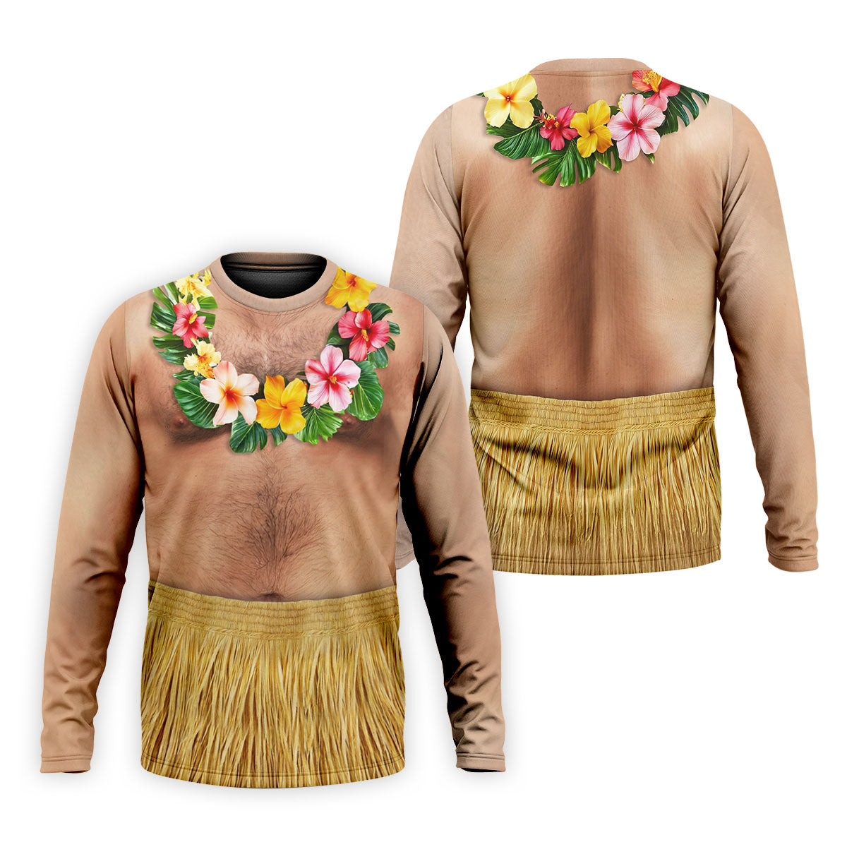 Floral Lei Tropical Theme Party Men's Funny Golf Shirts, Hawaiian Golf Shirt, Polo Shirts For Men