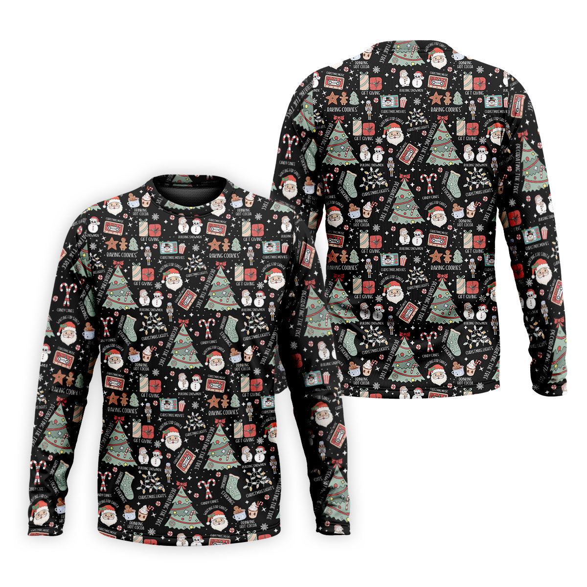 Cute Santa Claus Gift Black Men's Golf Polo Shirts, Christmas Golf Shirt, Polo Shirts For Men