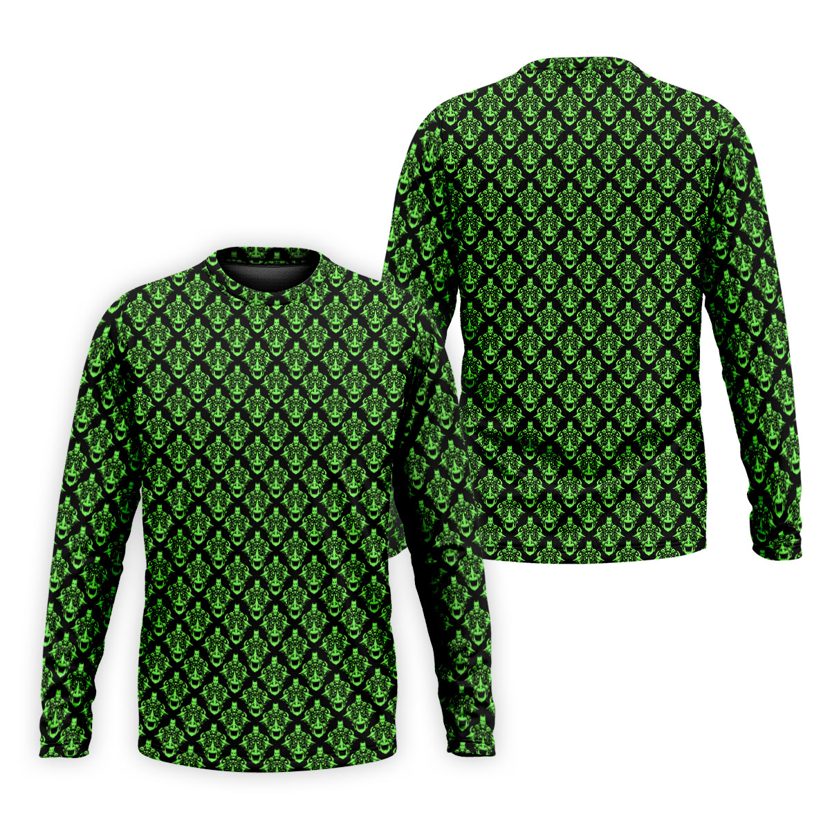 Neon Green Horror Character Pattern Golf Shirt, Mens Golf Polo, Halloween Golf Shirt