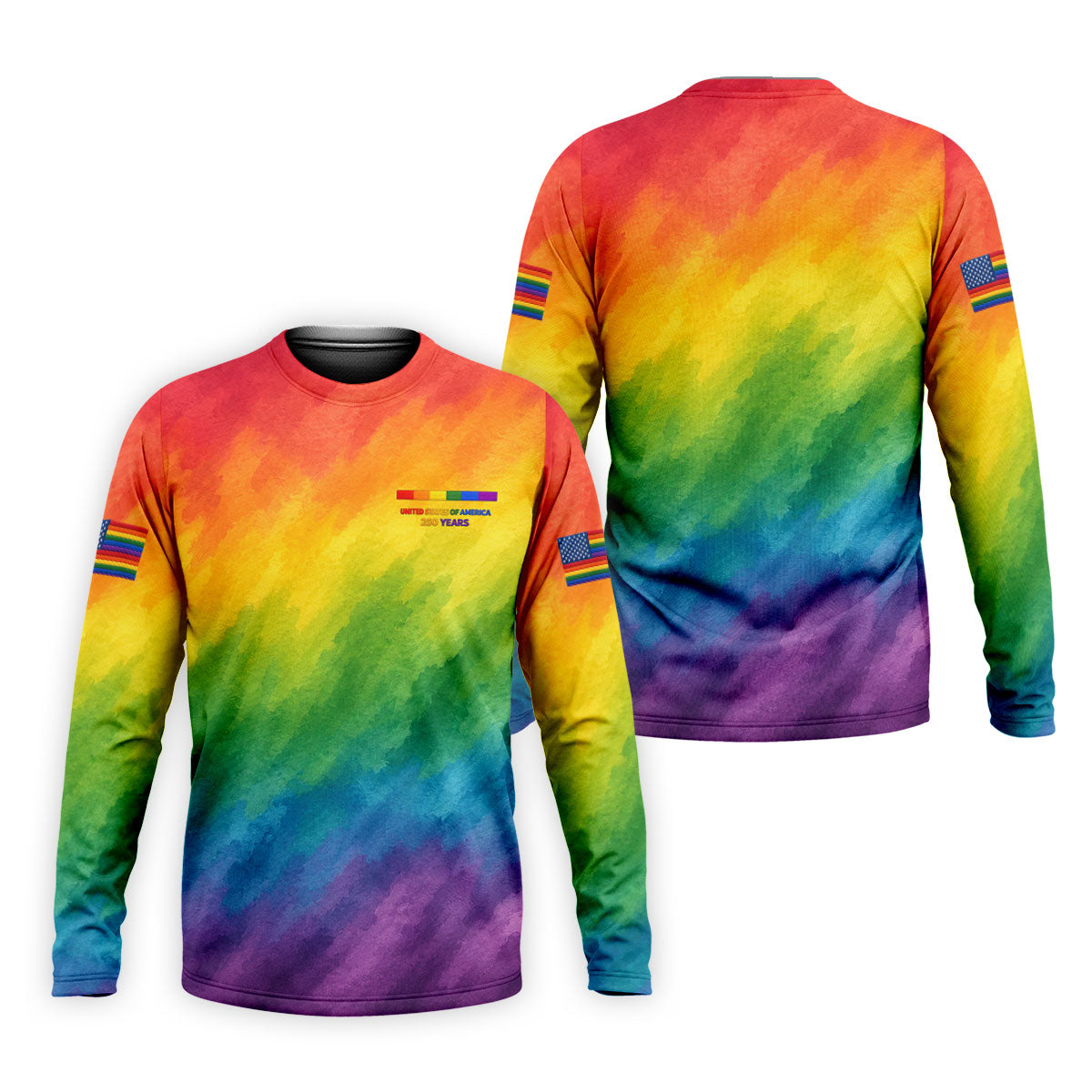 USA 250 Years LGBT Rainbow Golf Tops For Men, LGBT Pride Month Patriotic Golf Shirt