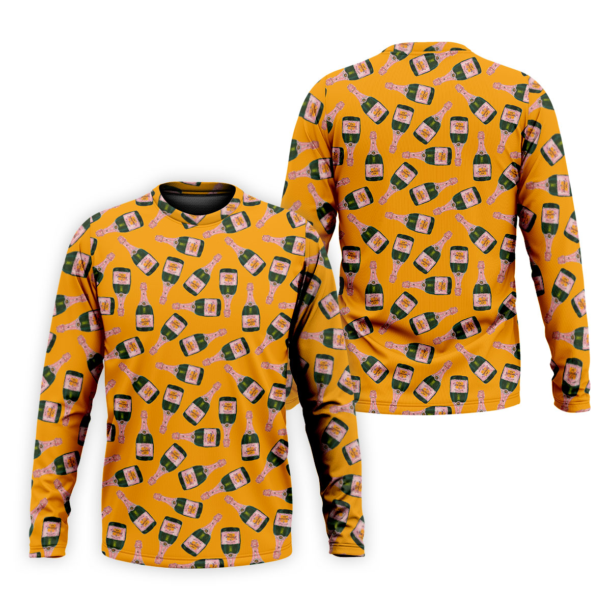Rosé Champagne Seamless Pattern Yellow Golf Shirt, Polo ShirtFor Men, Golf Shirts For Men