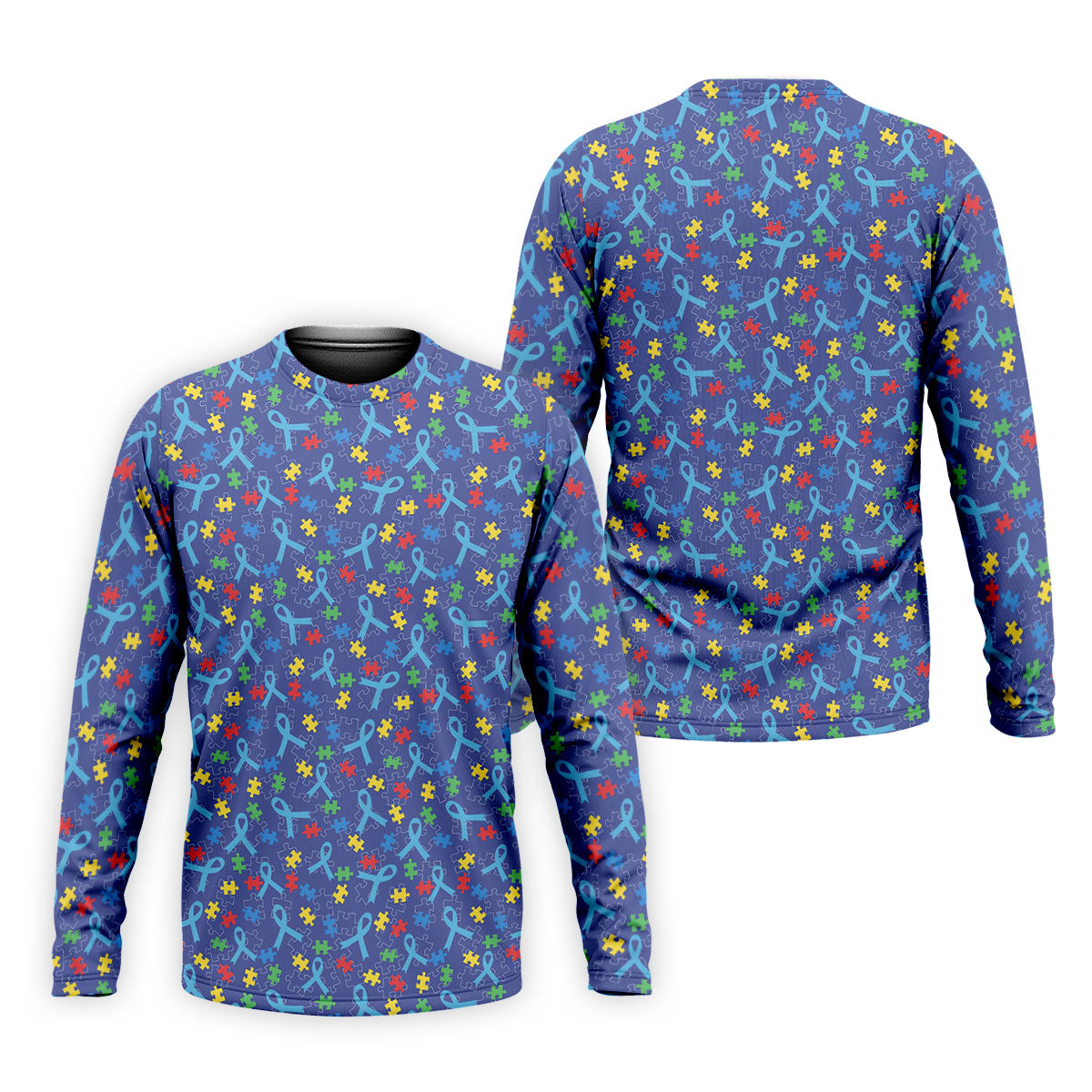 Autism Puzzle Ribbon Pattern Golf Tops For Men, Autism Awareness Color Polo ShirtFor Men, Golf Shirts For Men