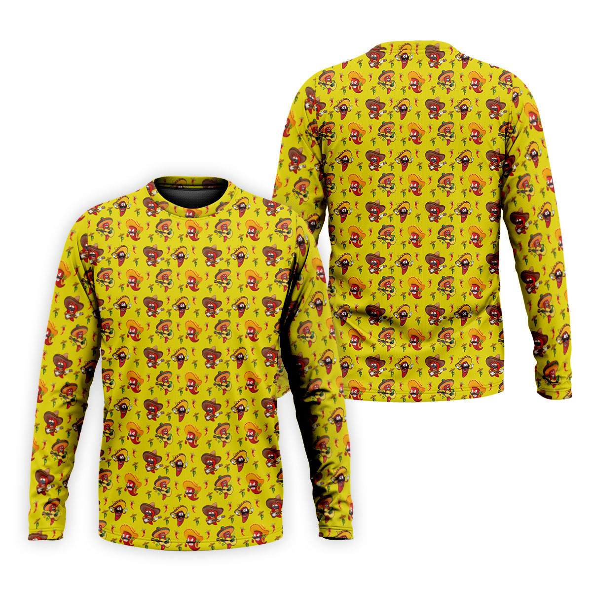 Cartoon Chili Pepper Mexican Sombrero Cinco De Mayo Celebration Fiesta Themed Golf Shirts For Men