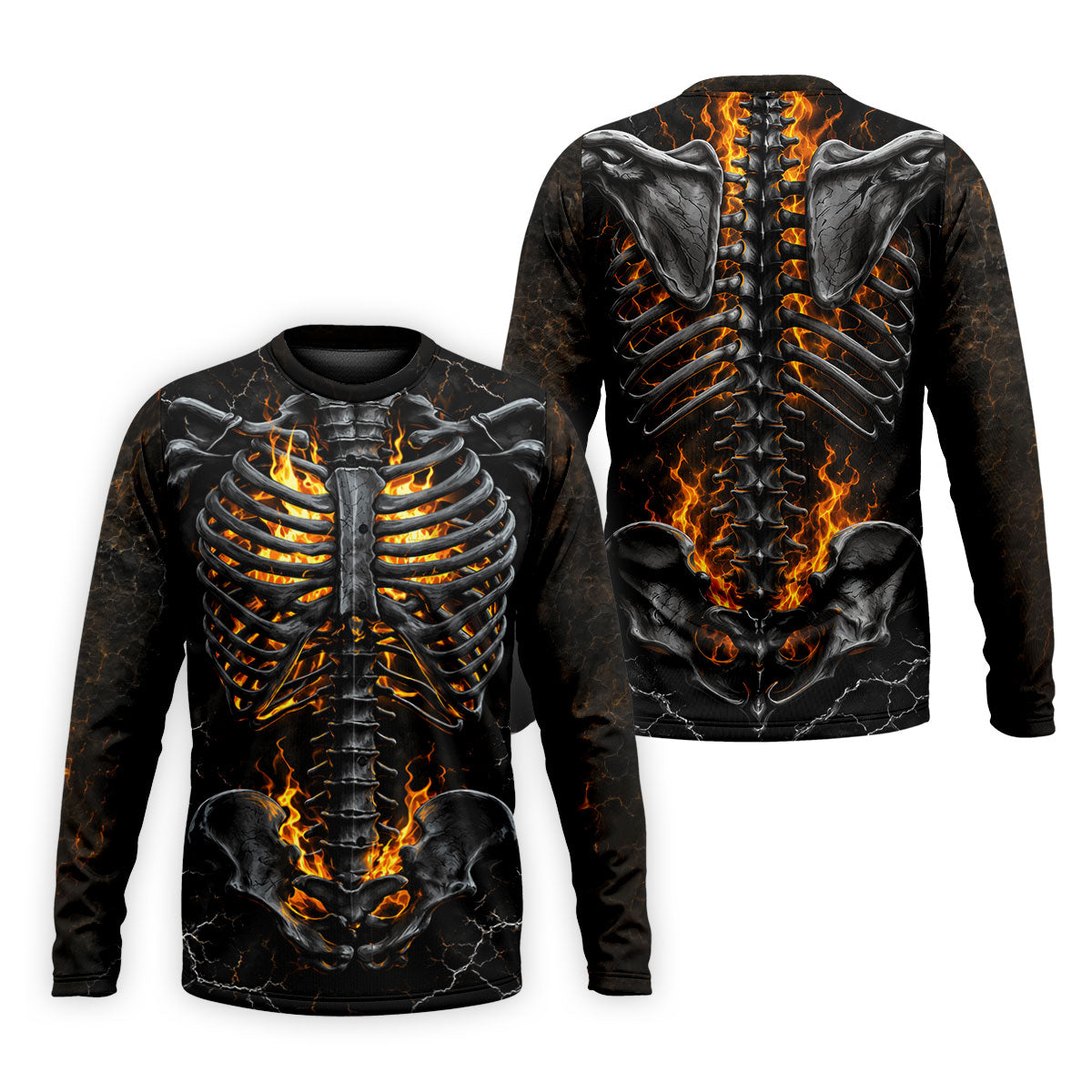 Burning Skeleton Rib Cage Halloween Polo Shirt, Mens Polo Shirts, Golf Apparel For Men