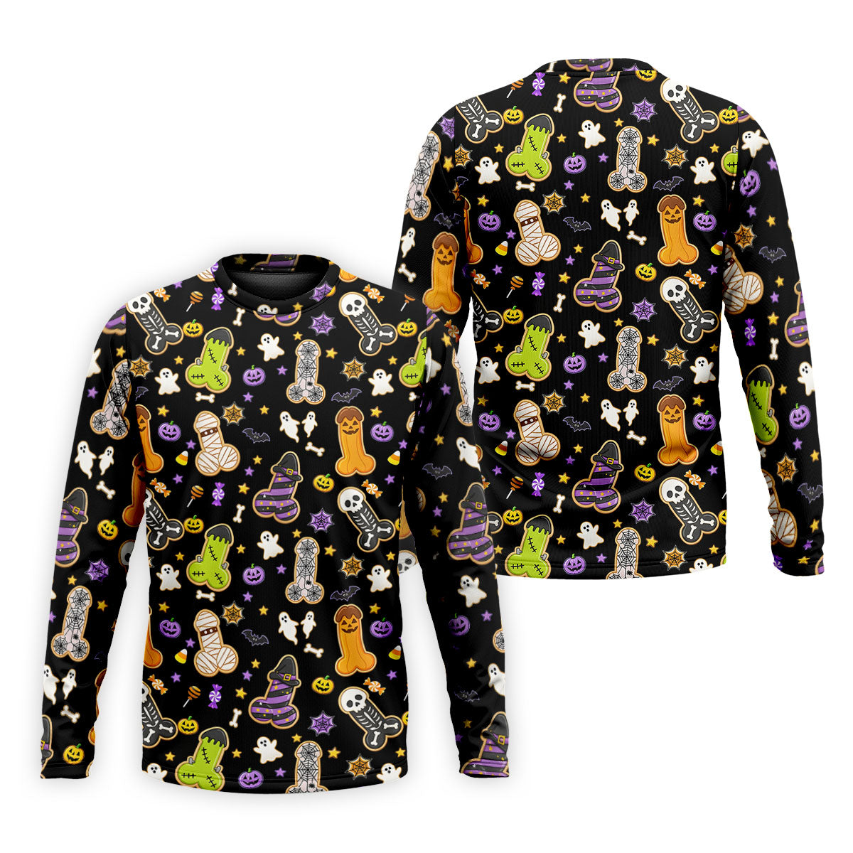Funny Adult Halloween Cookie Pattern Polo Shirt, Men's Golf Shirt, Printed Golf Shirts