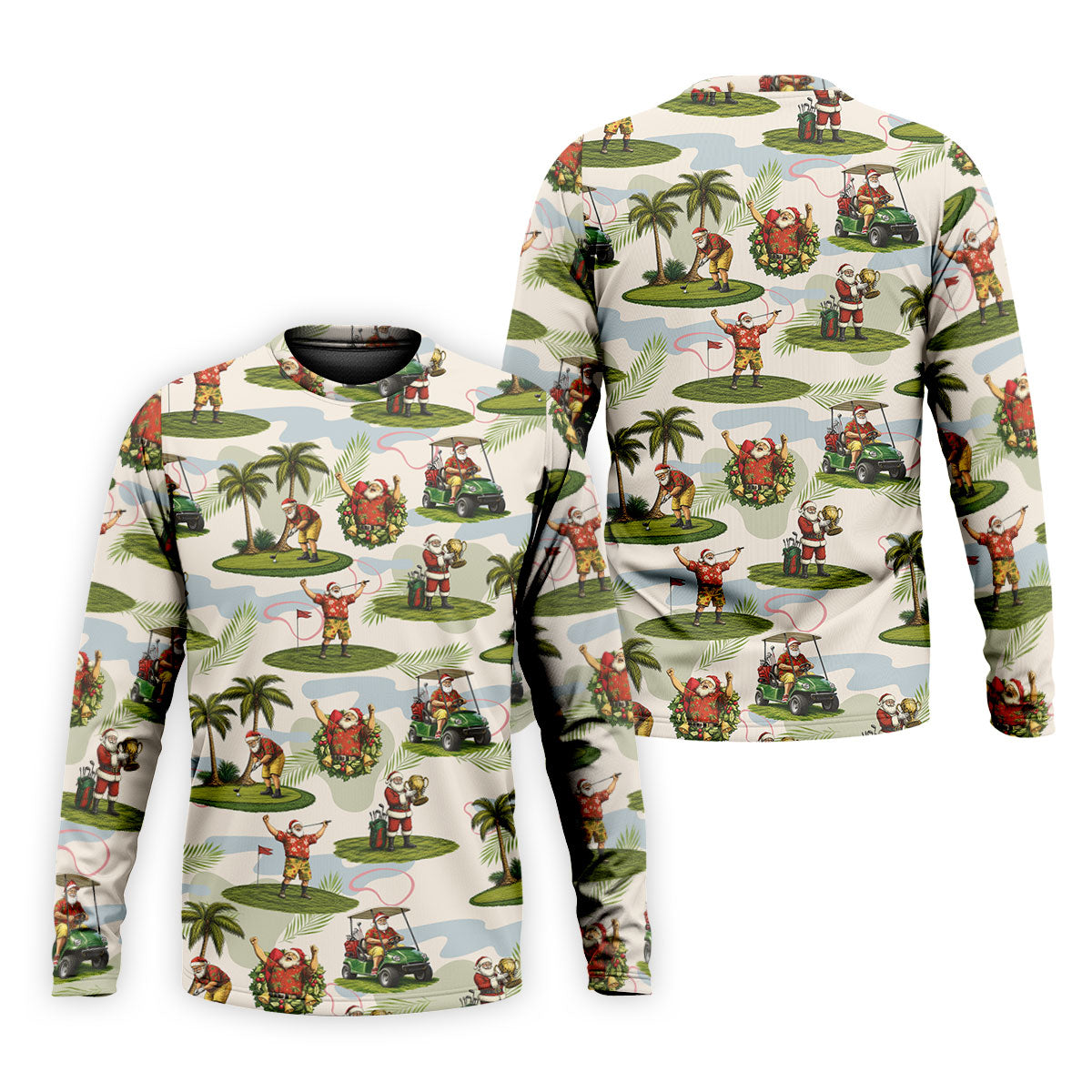 Santa Claus Golf Christmas Pattern Polo Shirt, Mens Golf Polo, Christmas Golf Shirt