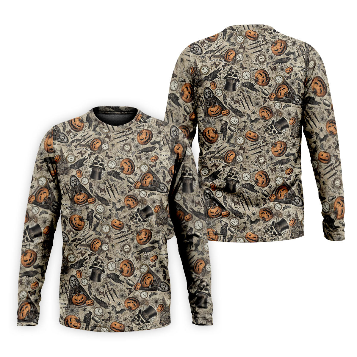 Vintage Pumpkin Skull Halloween Golf Shirt, Golf Shirts For Men, Golf Apparel For Men