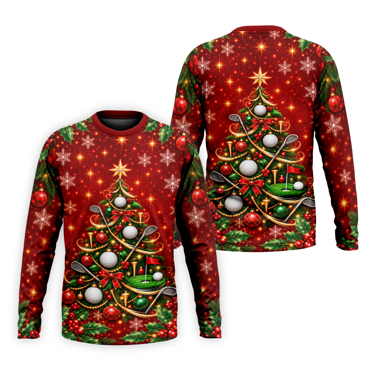 Golf Balls And Clubs Tree Christmas Golf Shirt, Mens Golf Polo, Golf Shirts For Men