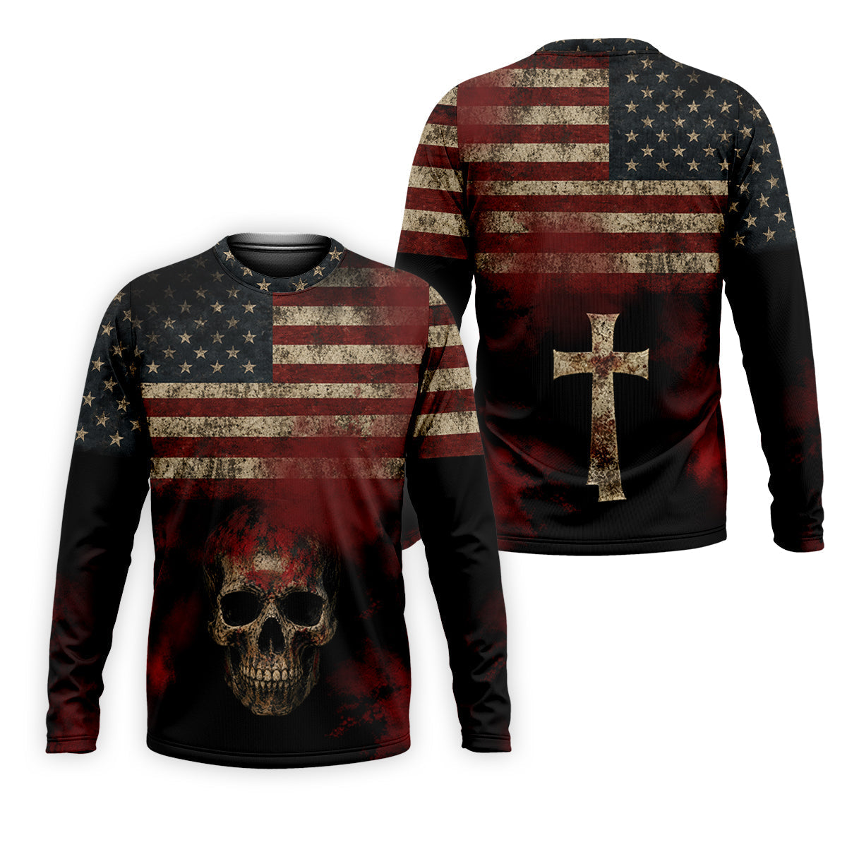Cool Skull Faith Cross Distressed US Flag 4th Of July Golf Shirt, 250 Years Polo Shirts For Men