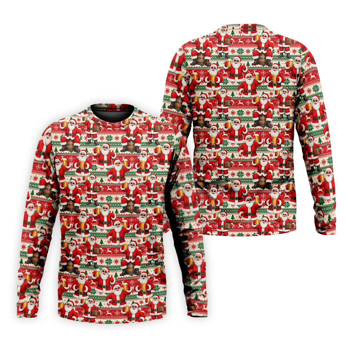 Funny Santa Beer Ugly Sweater Christmas Golf Shirt, Mens Golf Shirts, Polo Shirts For Men