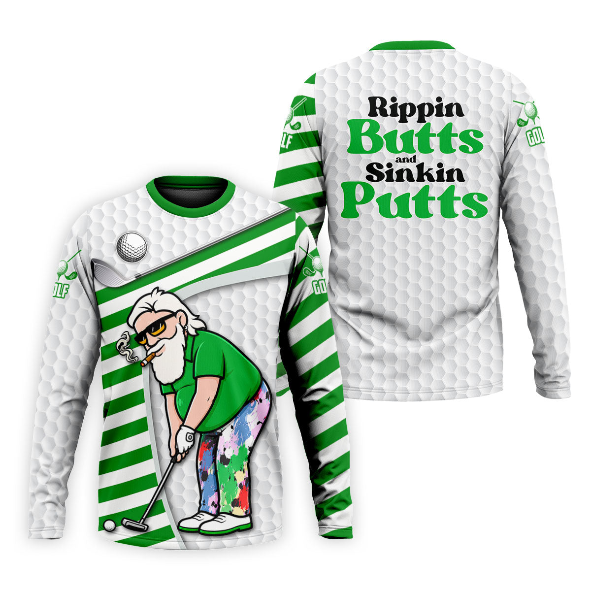 Funny Rippin Butts And Sinkin Putts Polo Shirt, Mens Golf Shirts, Golf Shirts For Men