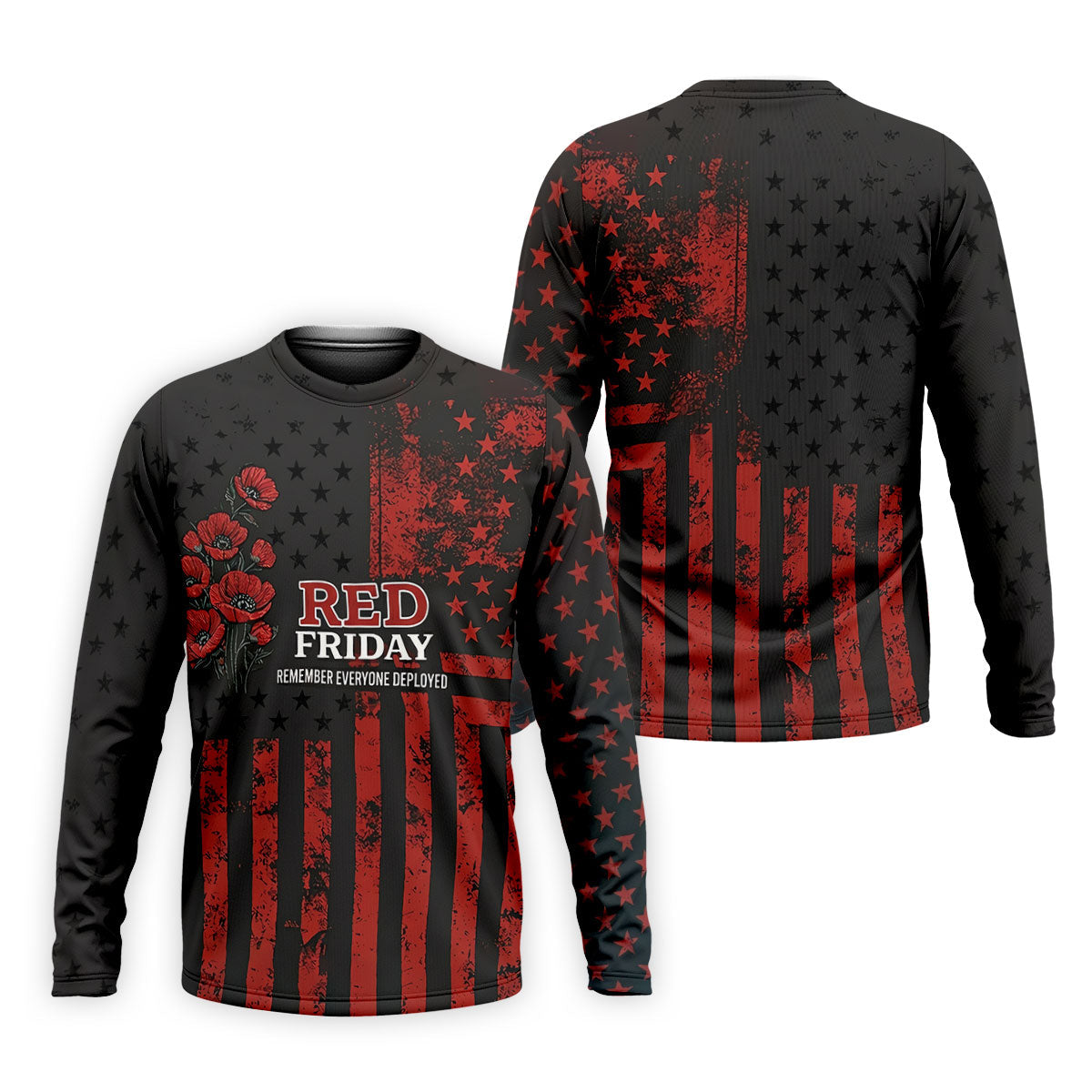 Red Friday American Flag Poppy Polo Shirt, Mens Golf Apparel, Printed Golf Shirts