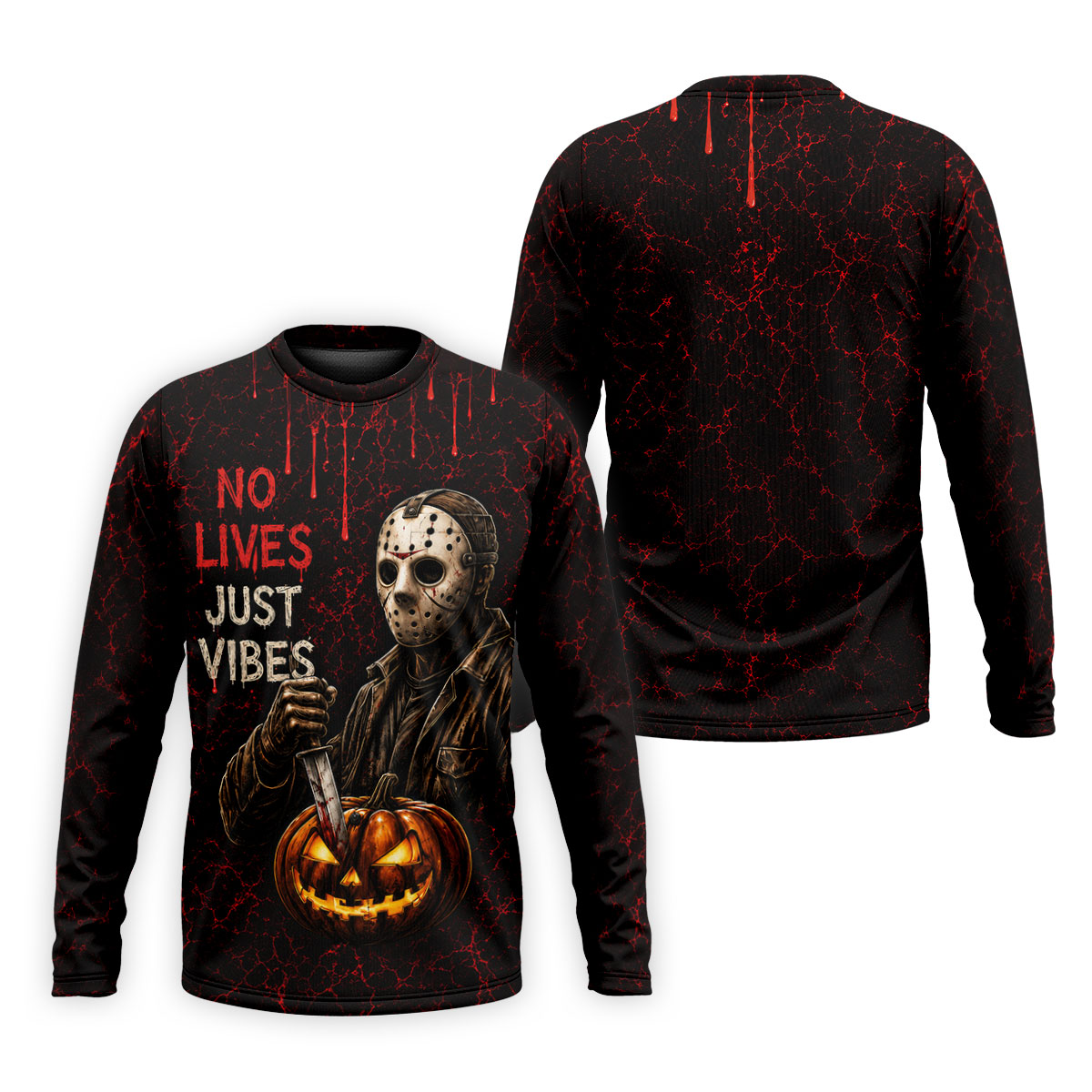 No Lives Just Vibes Halloween Horror Character Shirt, Golf Shirts For Men, Hawaiian Golf Shirt