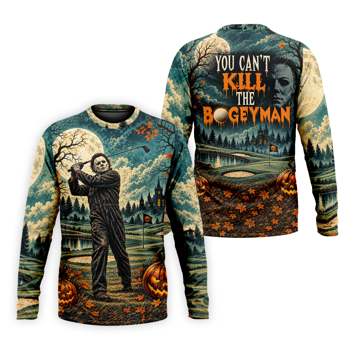 Halloween Can't Kill Bogeyman Horror Character Polo Shirt, Mens Golf Shirts, Golf Apparel