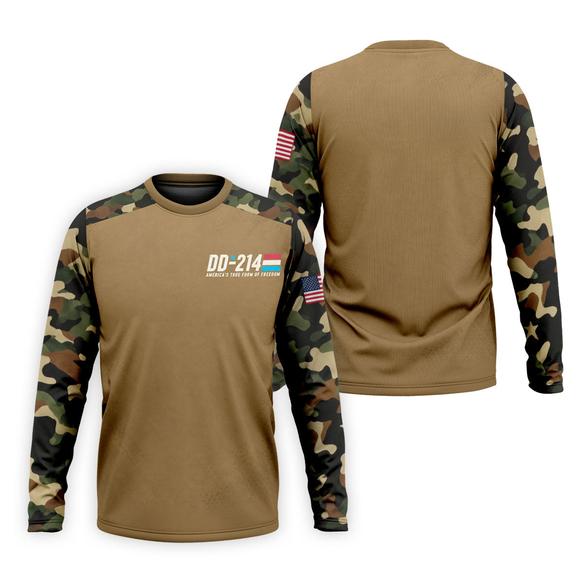 DD-214 Tan Military Camo Freedom Polo Shirt, Veterans Day Shirt, Golf Shirts For Men