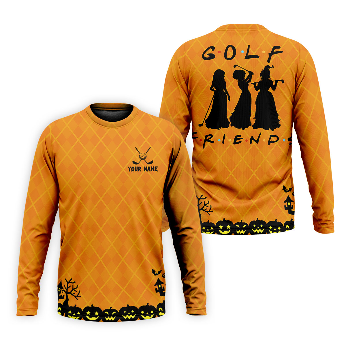 Your Name Golf Friends Horror Character Polo Shirt, Polo Shirts For Men, Halloween Shirt