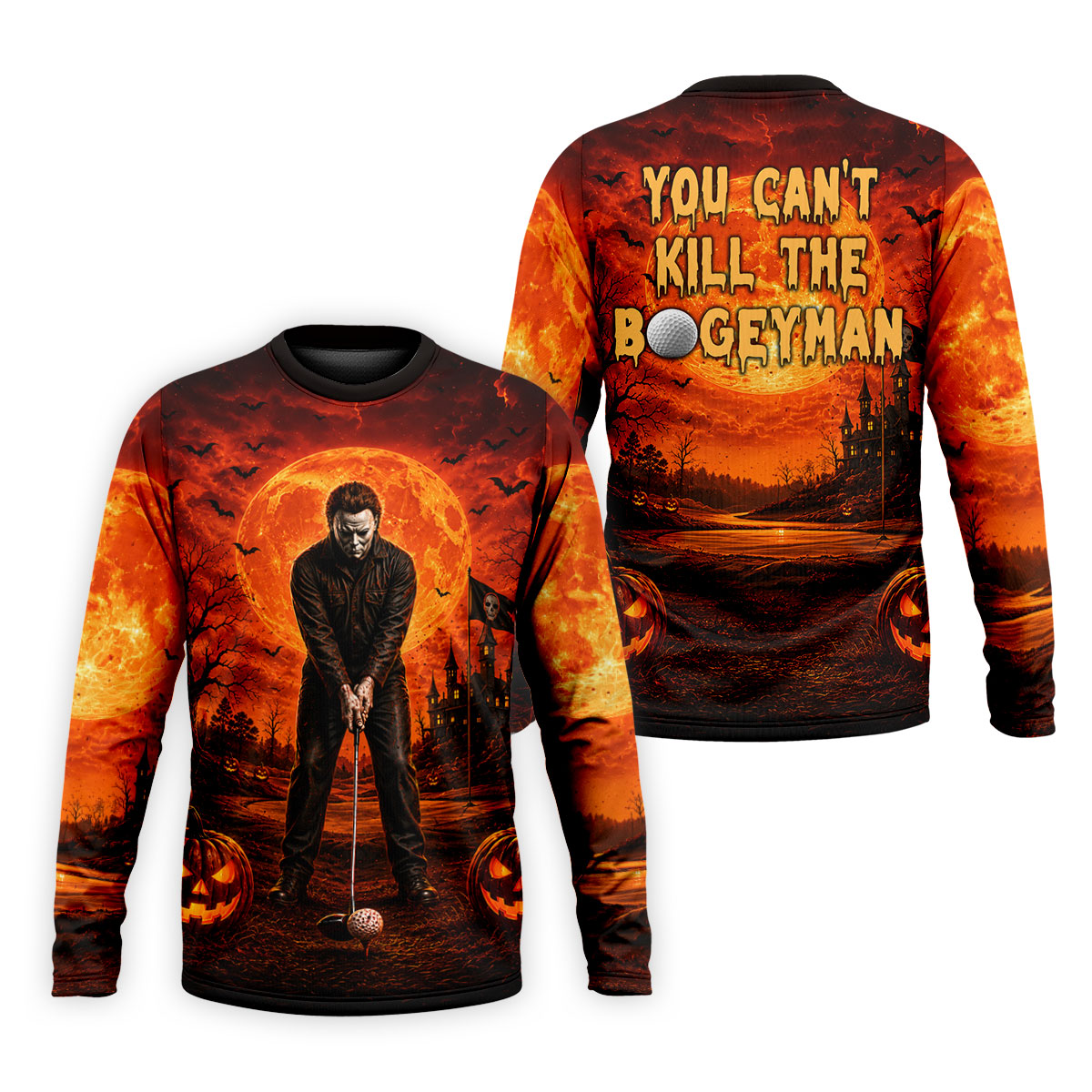 You Can't Kill The Bogeyman Halloween Golf Polo Shirt, Golf Shirts For Men, Mens Golf Polo