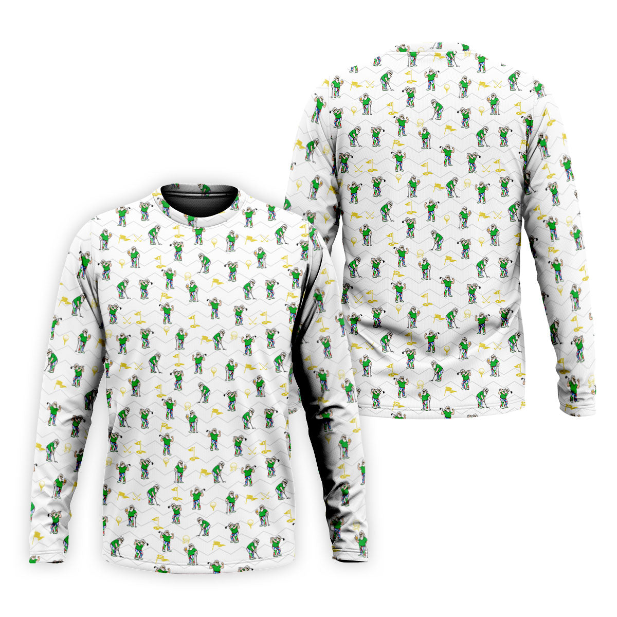 Funny Bearded Golfer Cartoon Pattern Polo Shirt, Mens Golf Polo, Polo Shirts For Men