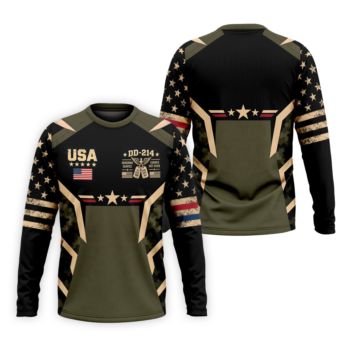 DD-214 USA Stars Camo Golf Polo Shirt, Veterans Day Shirt, Mens Golf Polo Shirts